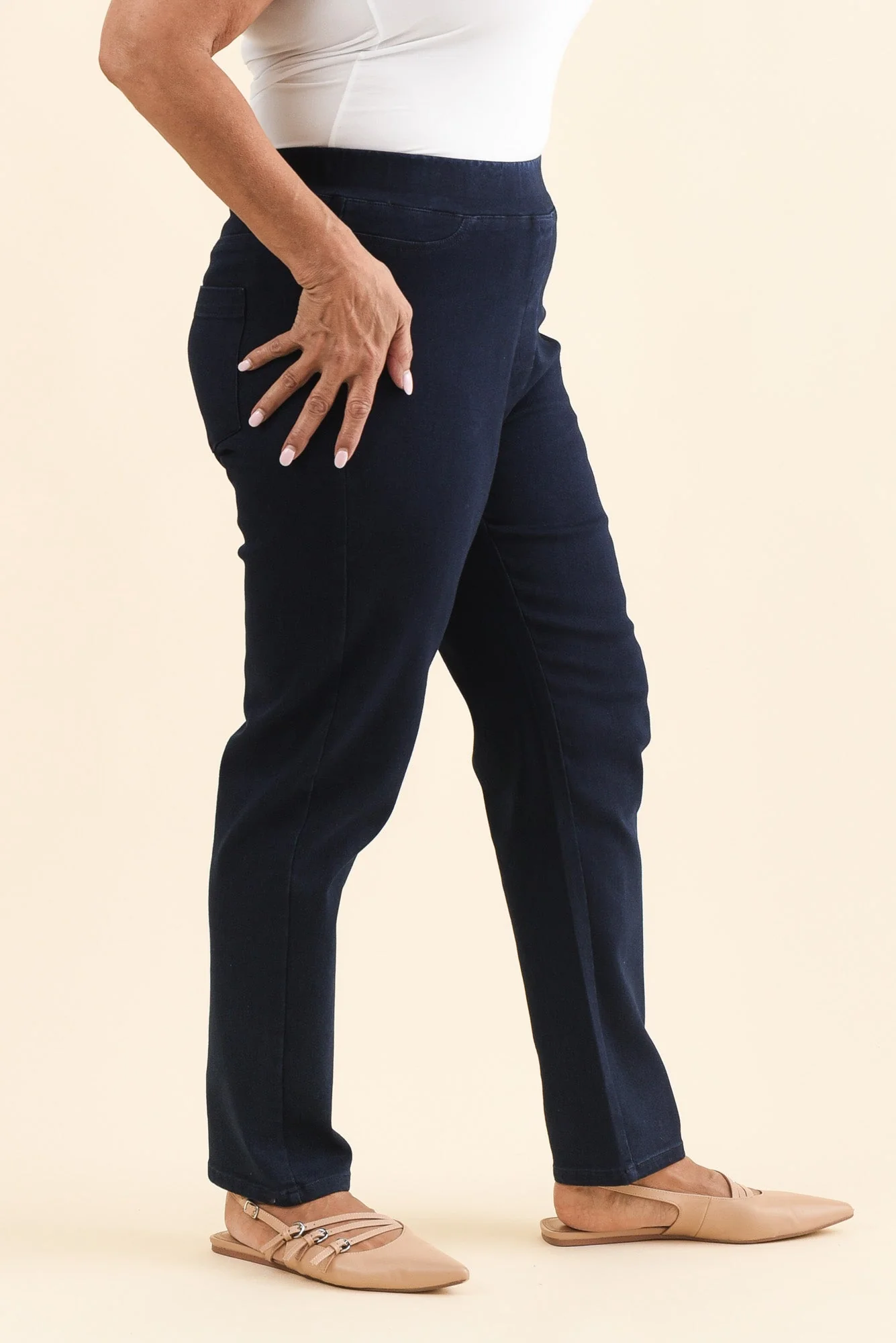 Callie Navy Cotton 7/8 Stretch Pants - Image 10