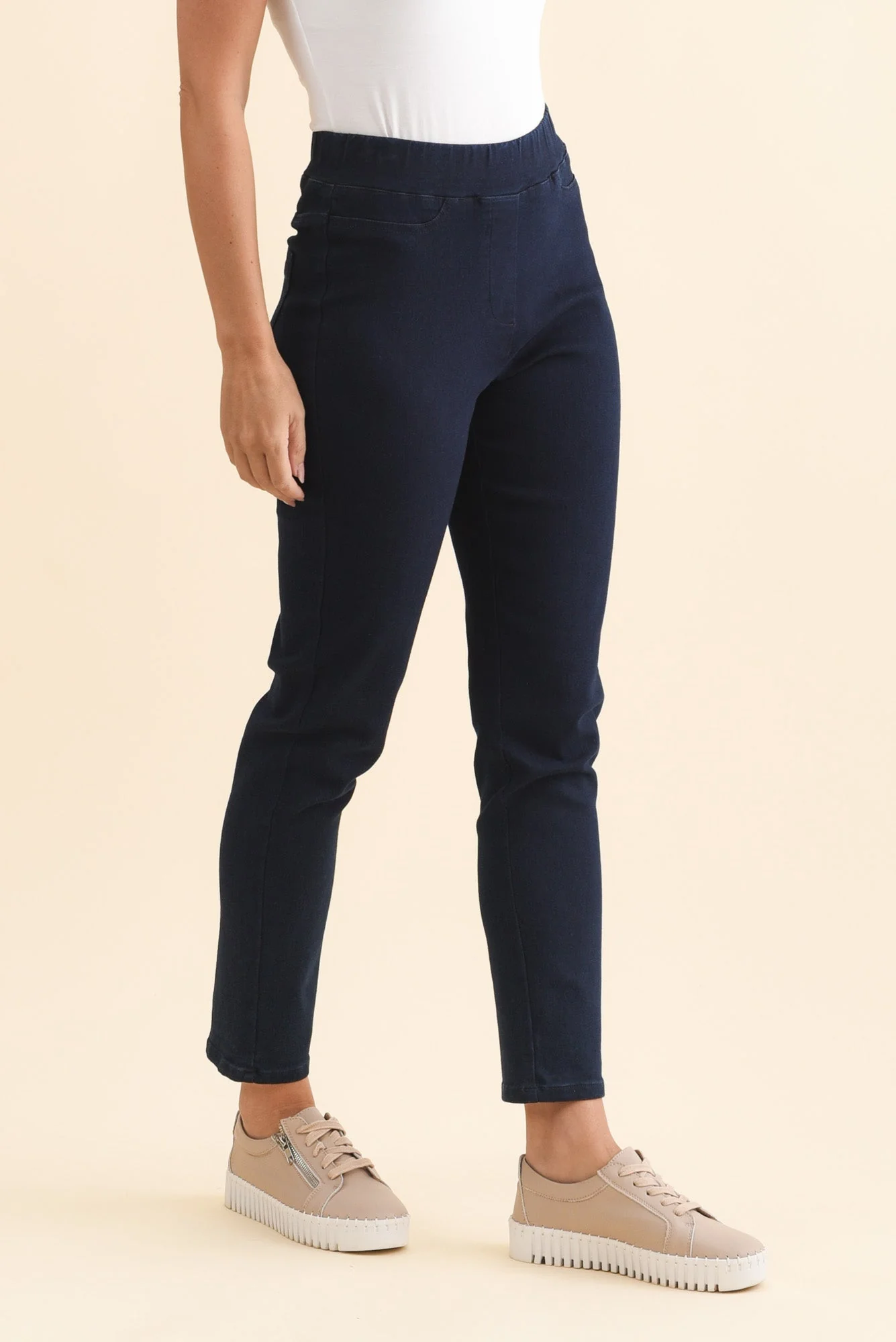 Callie Navy Cotton 7/8 Stretch Pants - Image 4