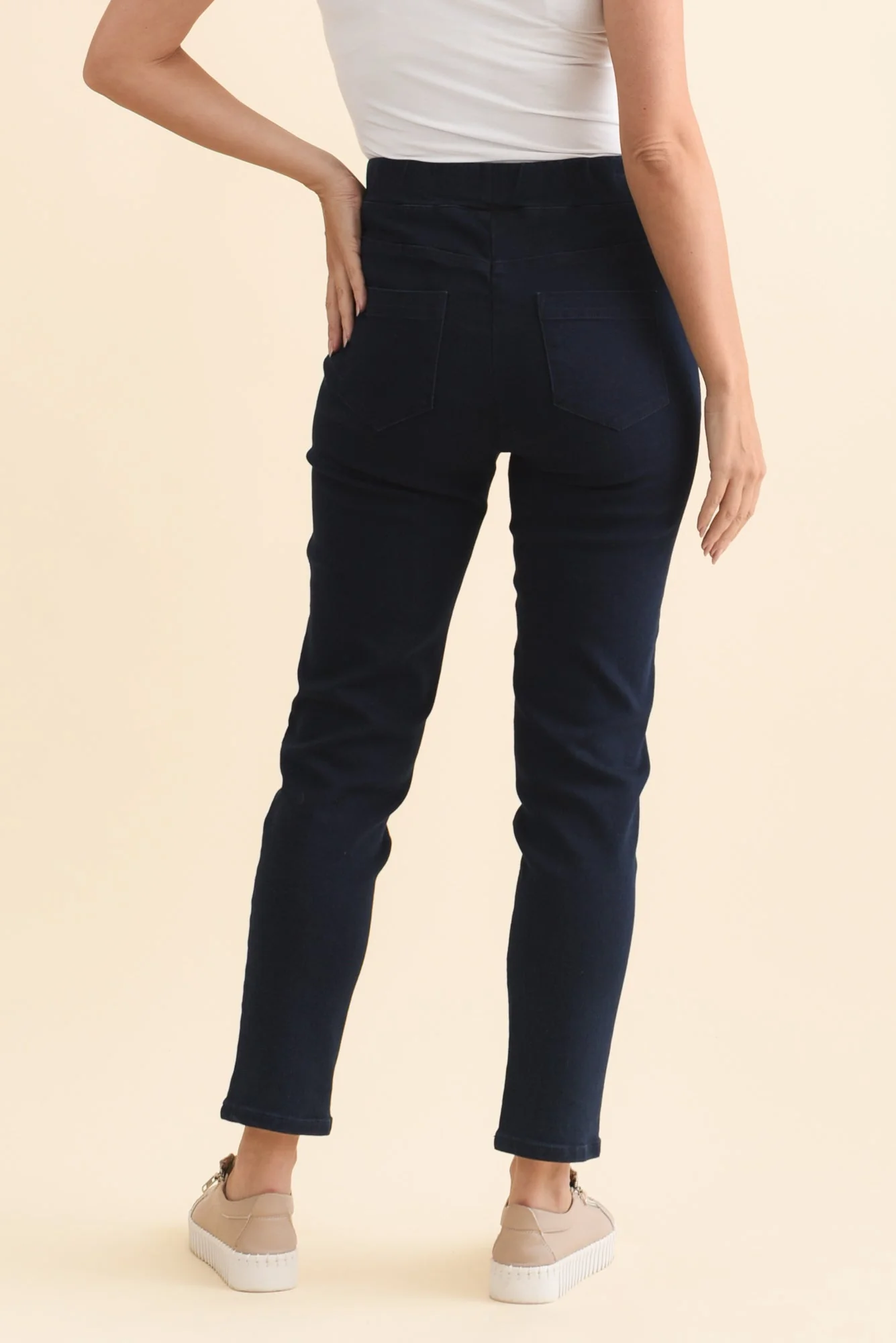 Callie Navy Cotton 7/8 Stretch Pants - Image 5