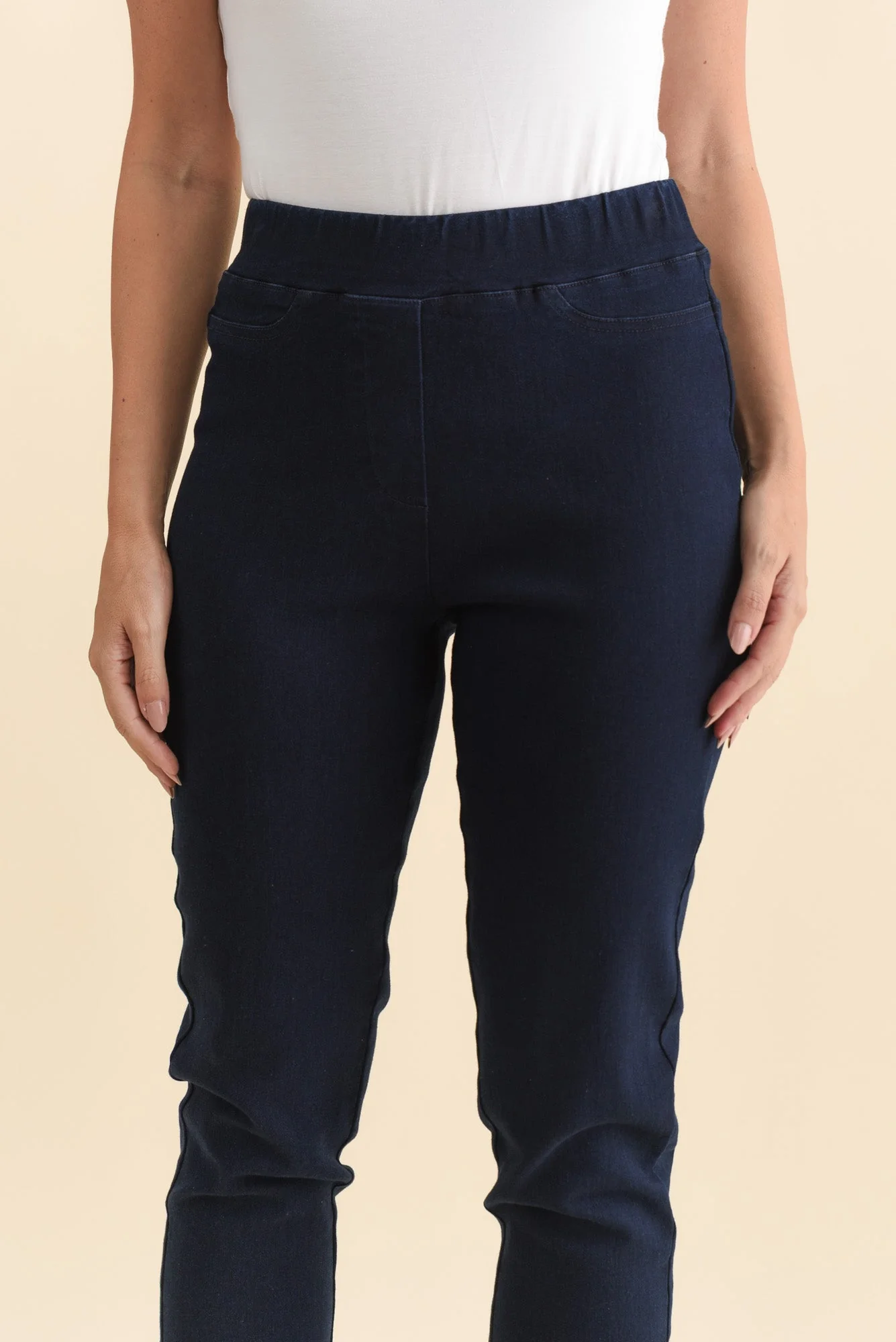 Callie Navy Cotton 7/8 Stretch Pants - Image 6