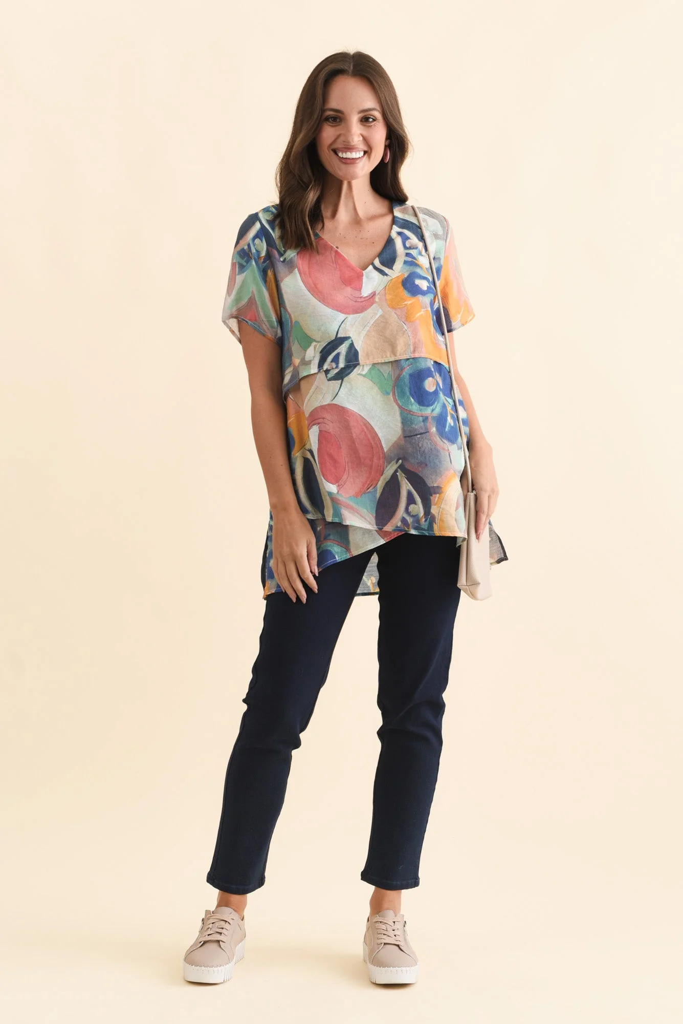 Callie Navy Cotton 7/8 Stretch Pants - Image 7