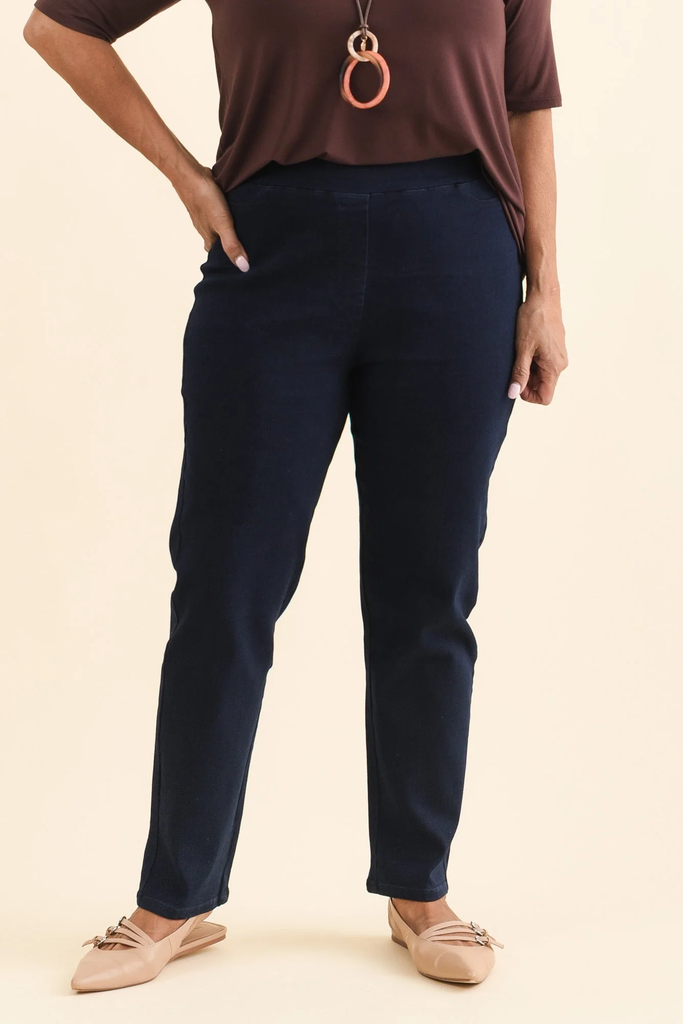 Callie Navy Cotton 7/8 Stretch Pants - Image 8