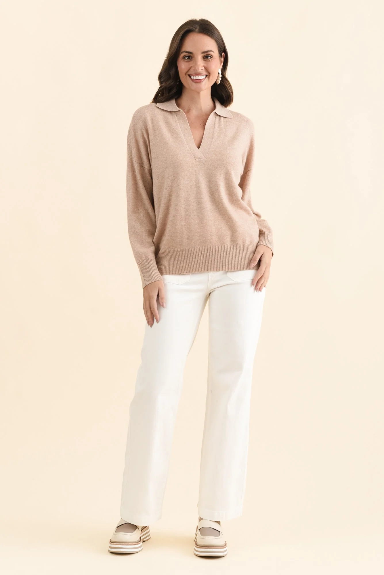 Camila Beige Wool Cashmere Jumper - Image 2