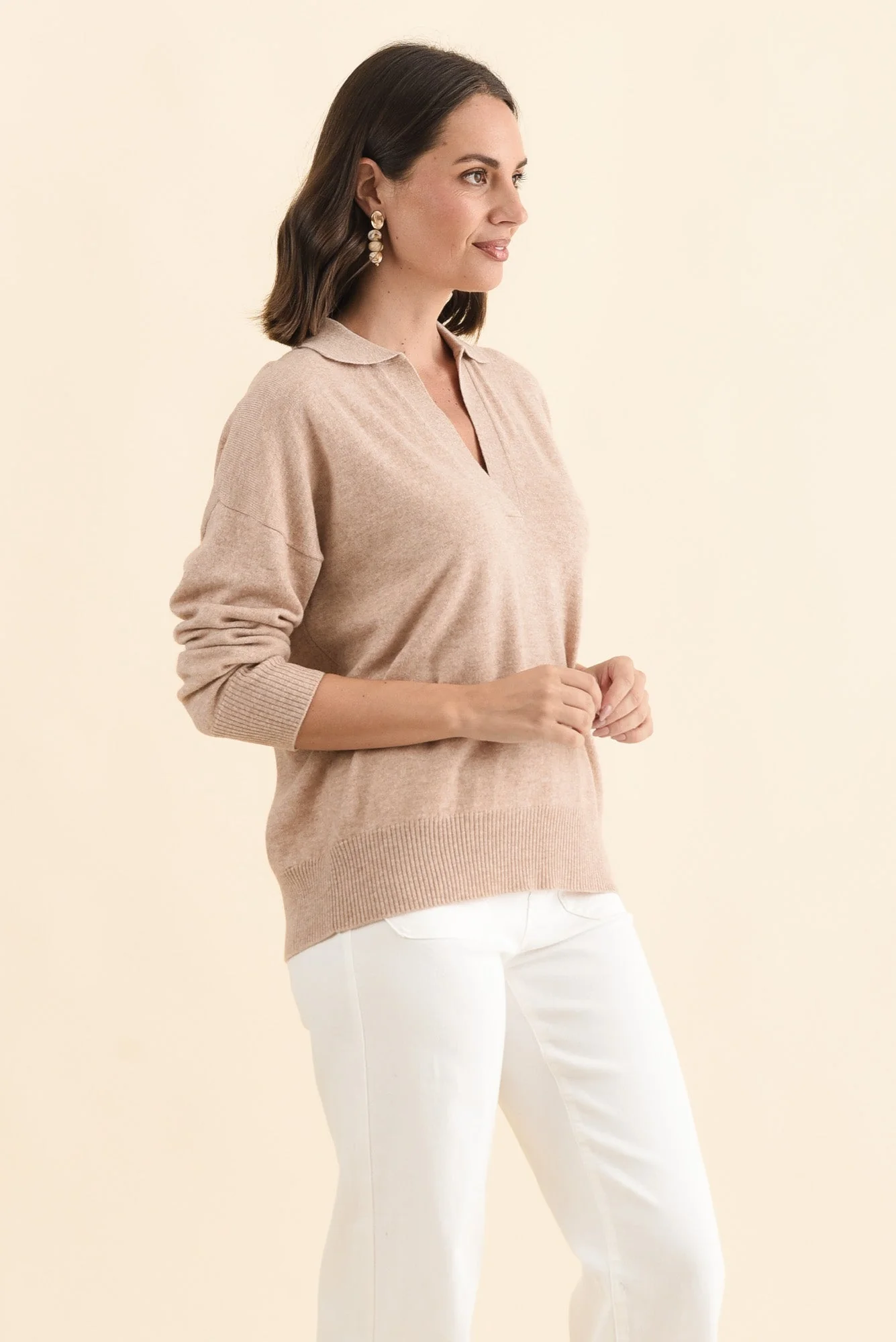 Camila Beige Wool Cashmere Jumper - Image 3