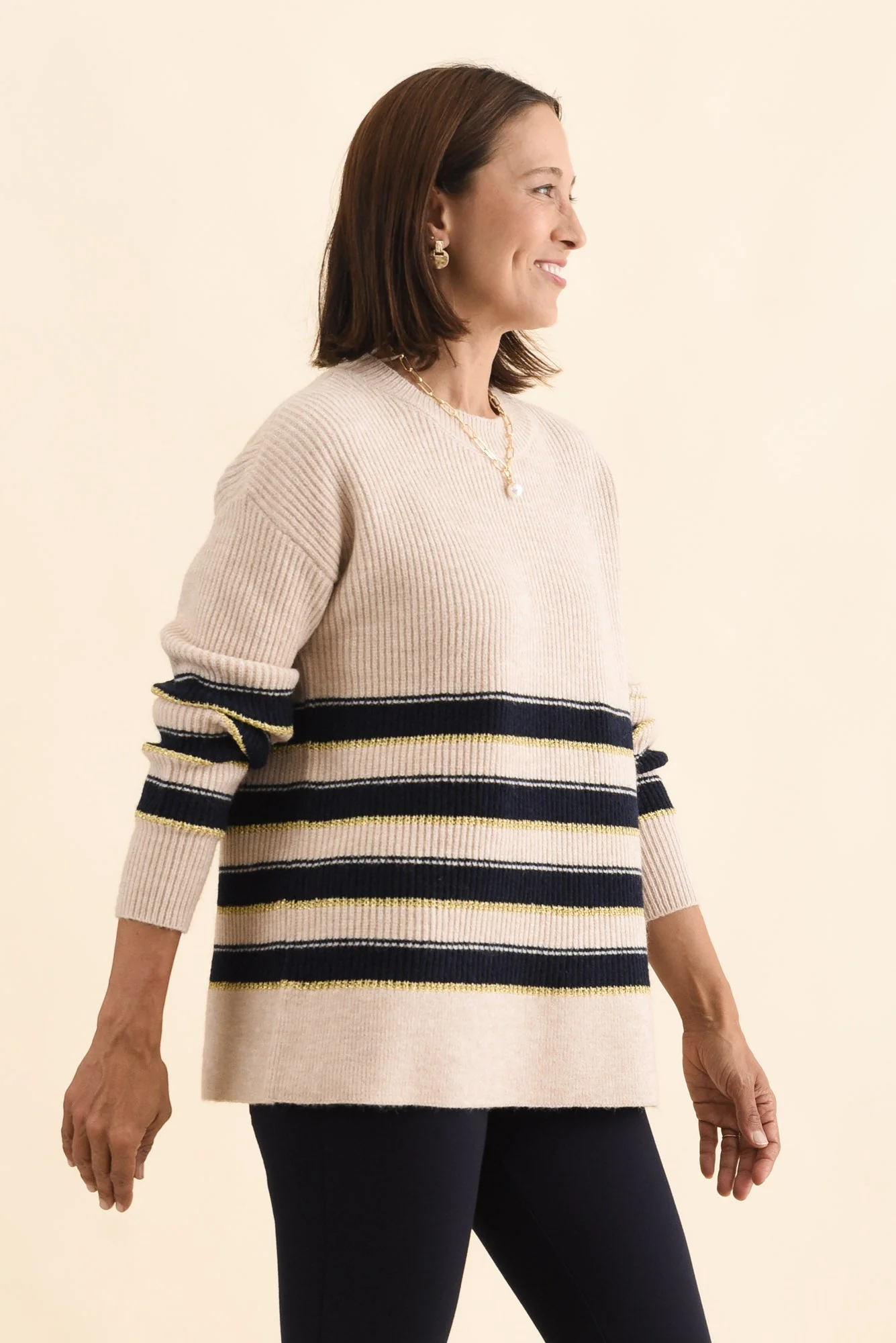 Camryn Cream Stripe Knit Jumper - Image 3