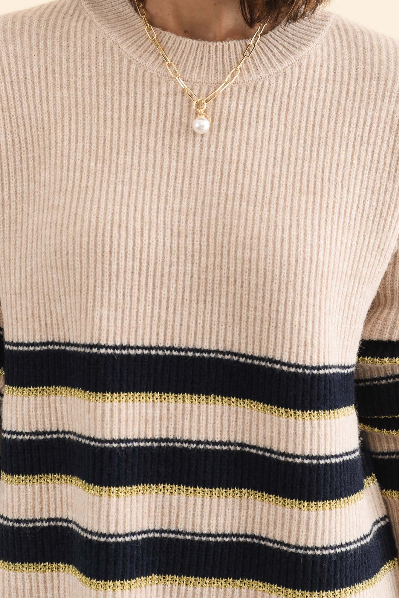 Camryn Cream Stripe Knit Jumper - Image 5