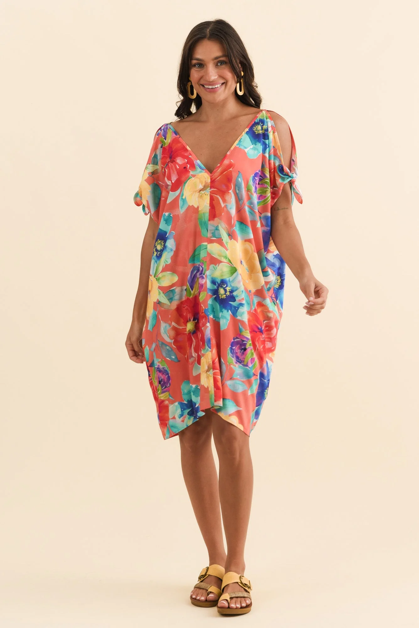 Candice Coral Bloom Cold Shoulder Kaftan - Image 2