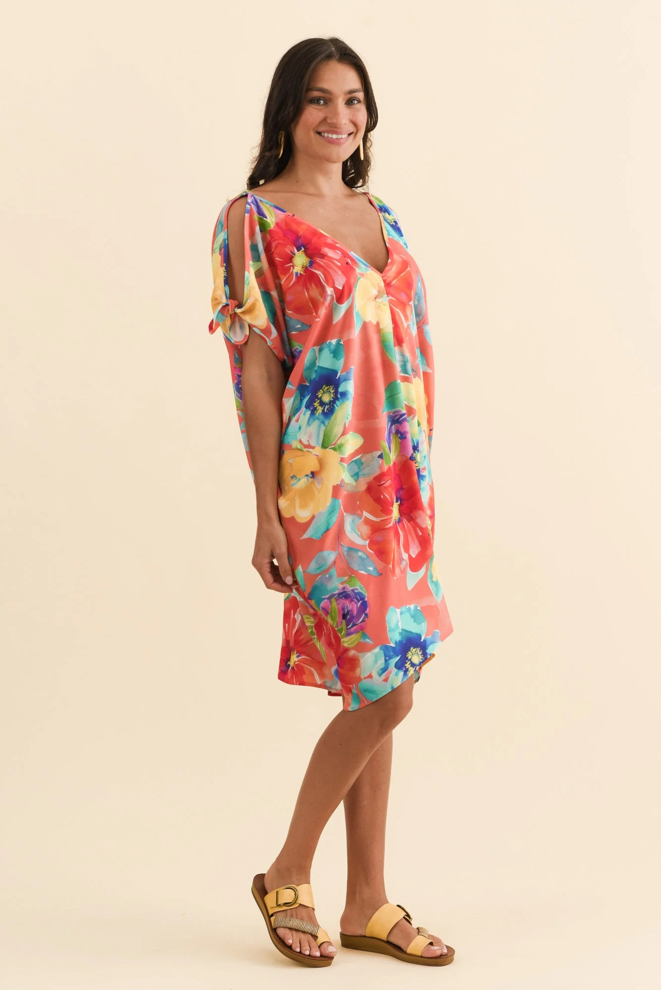 Candice Coral Bloom Cold Shoulder Kaftan - Image 3