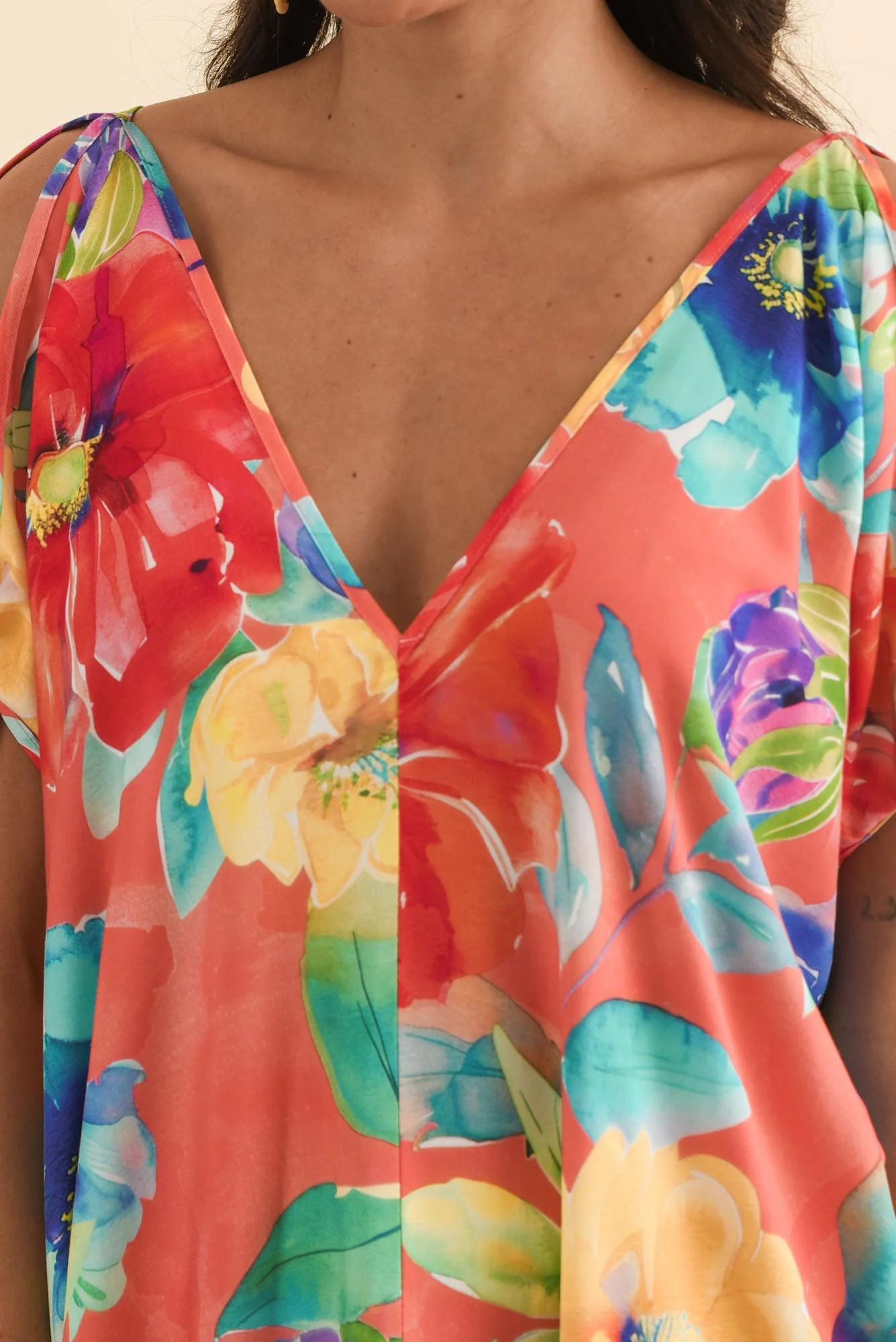 Candice Coral Bloom Cold Shoulder Kaftan - Image 5