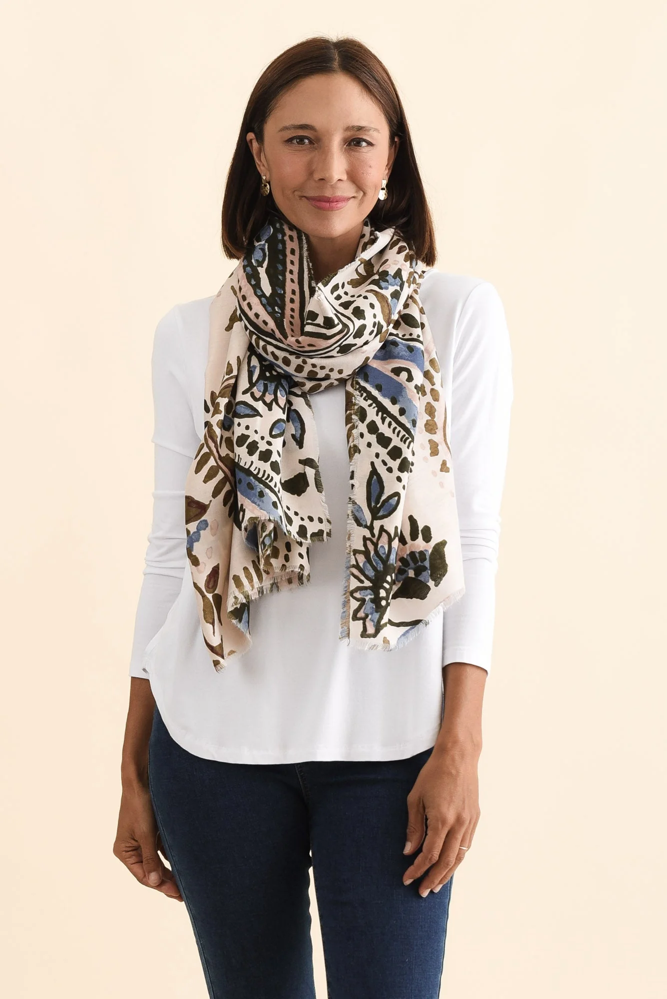 Cardiff Cream Paisley Scarf