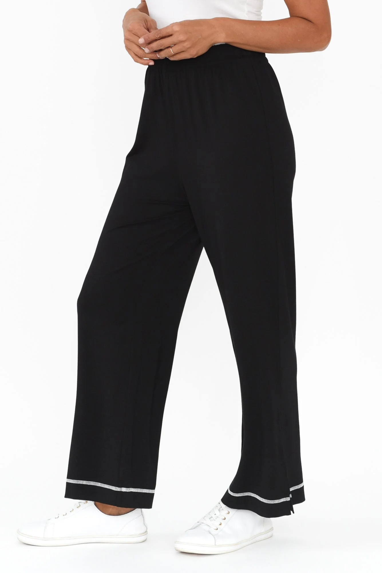 Carey Black Trim Bamboo Culotte Pants - Image 4