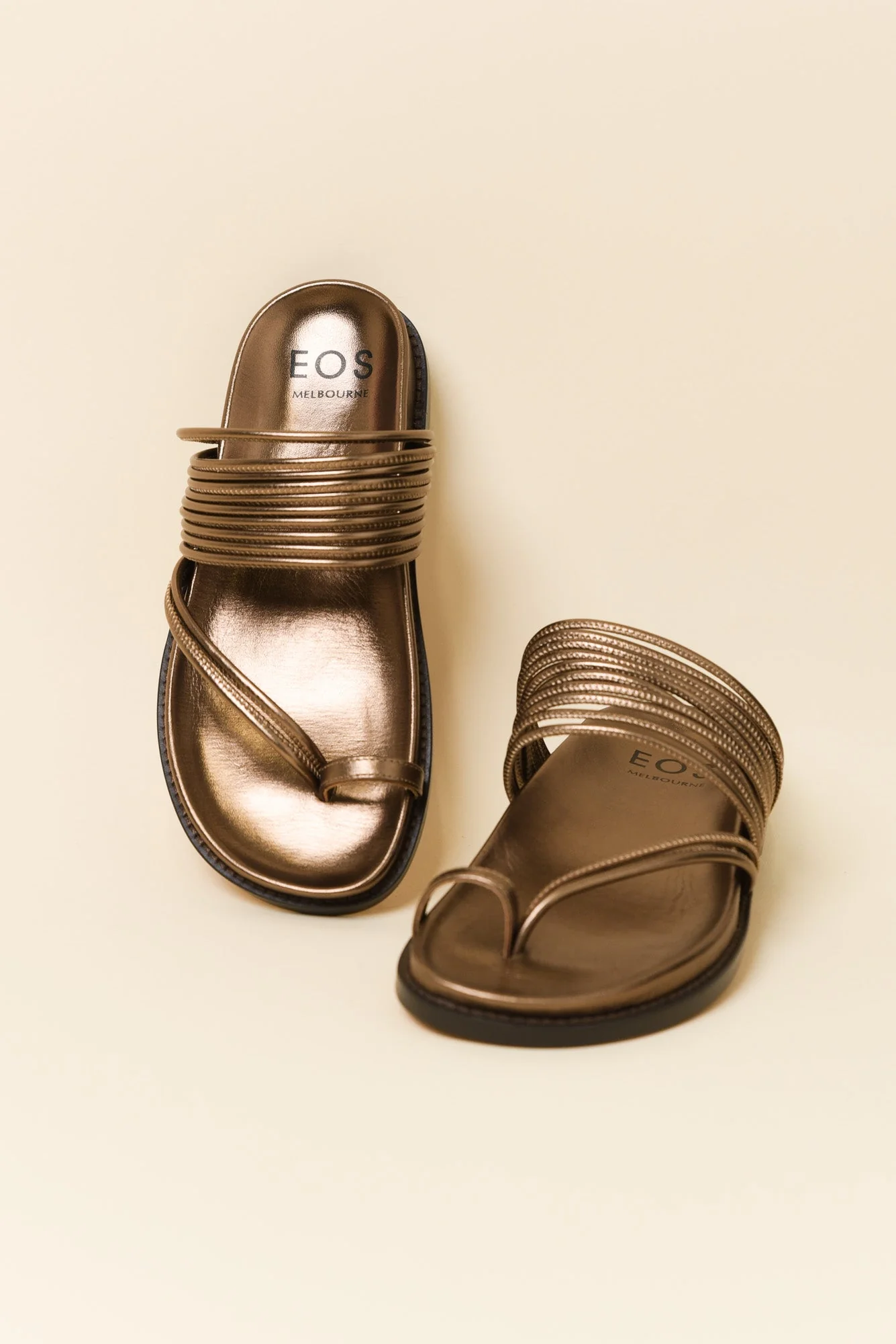 Carmelle Bronze Leather Strappy Slide - Image 2