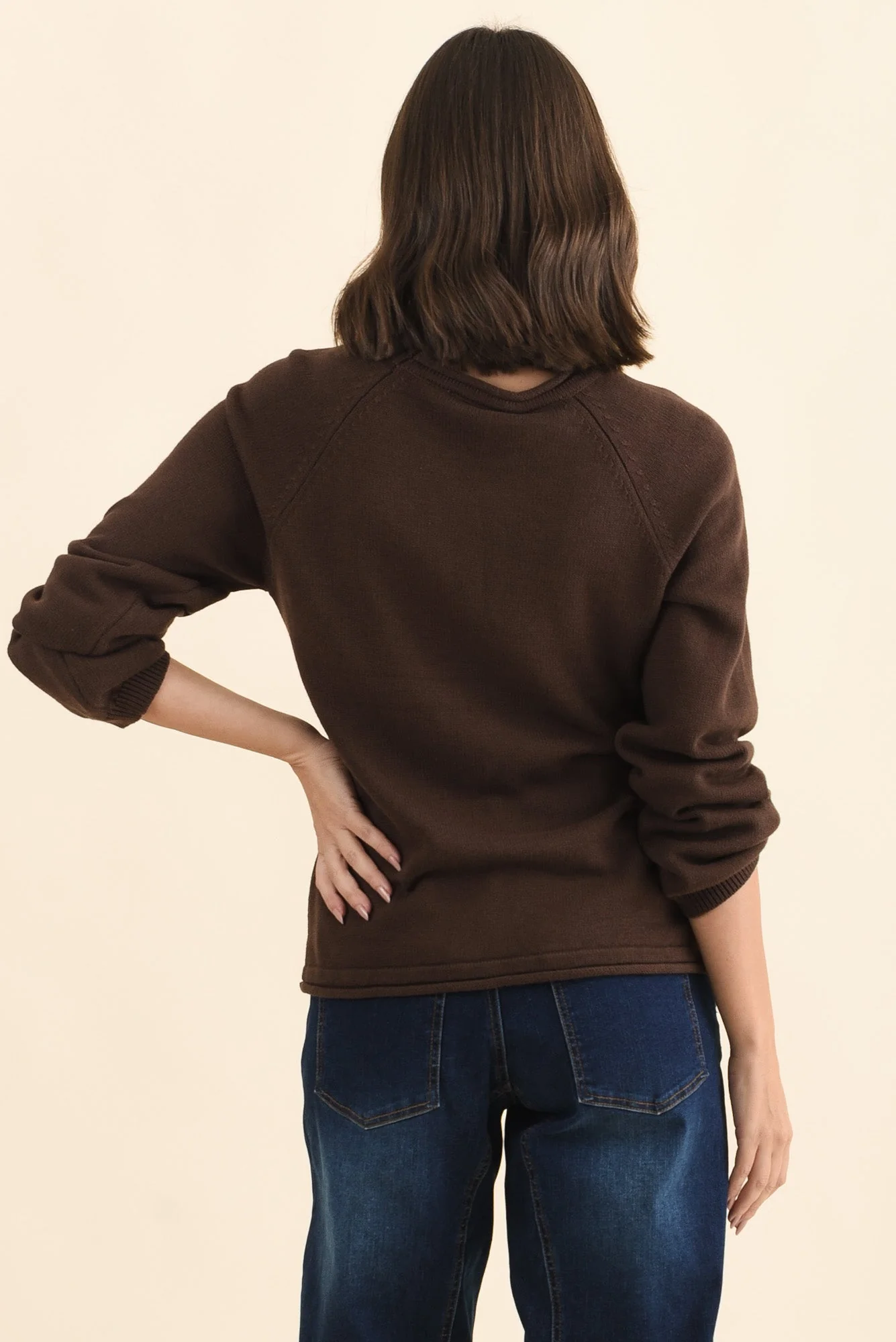Carrie Chocolate Cotton Knit Jumper - Image 4