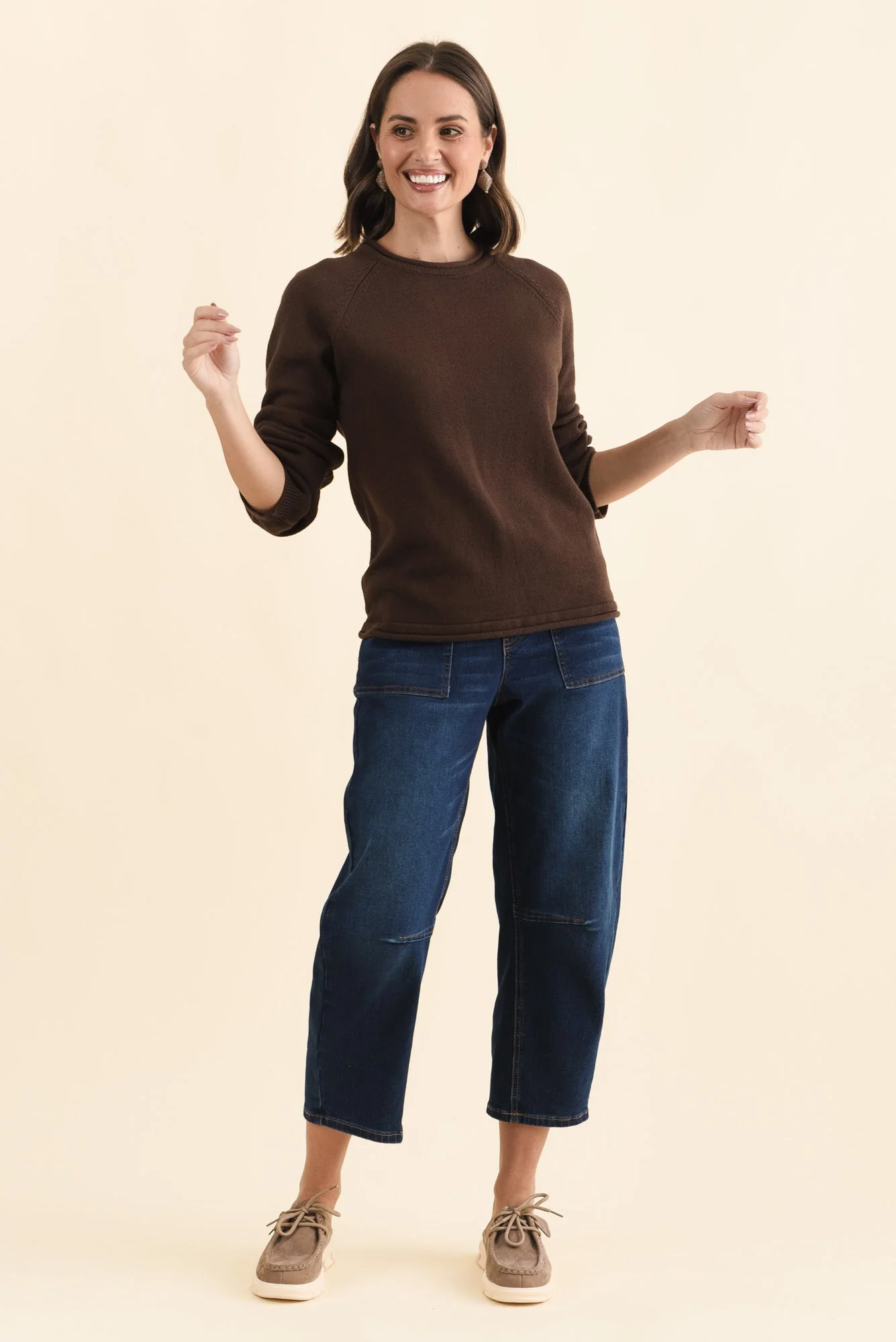 Carrie Chocolate Cotton Knit Jumper - Image 6