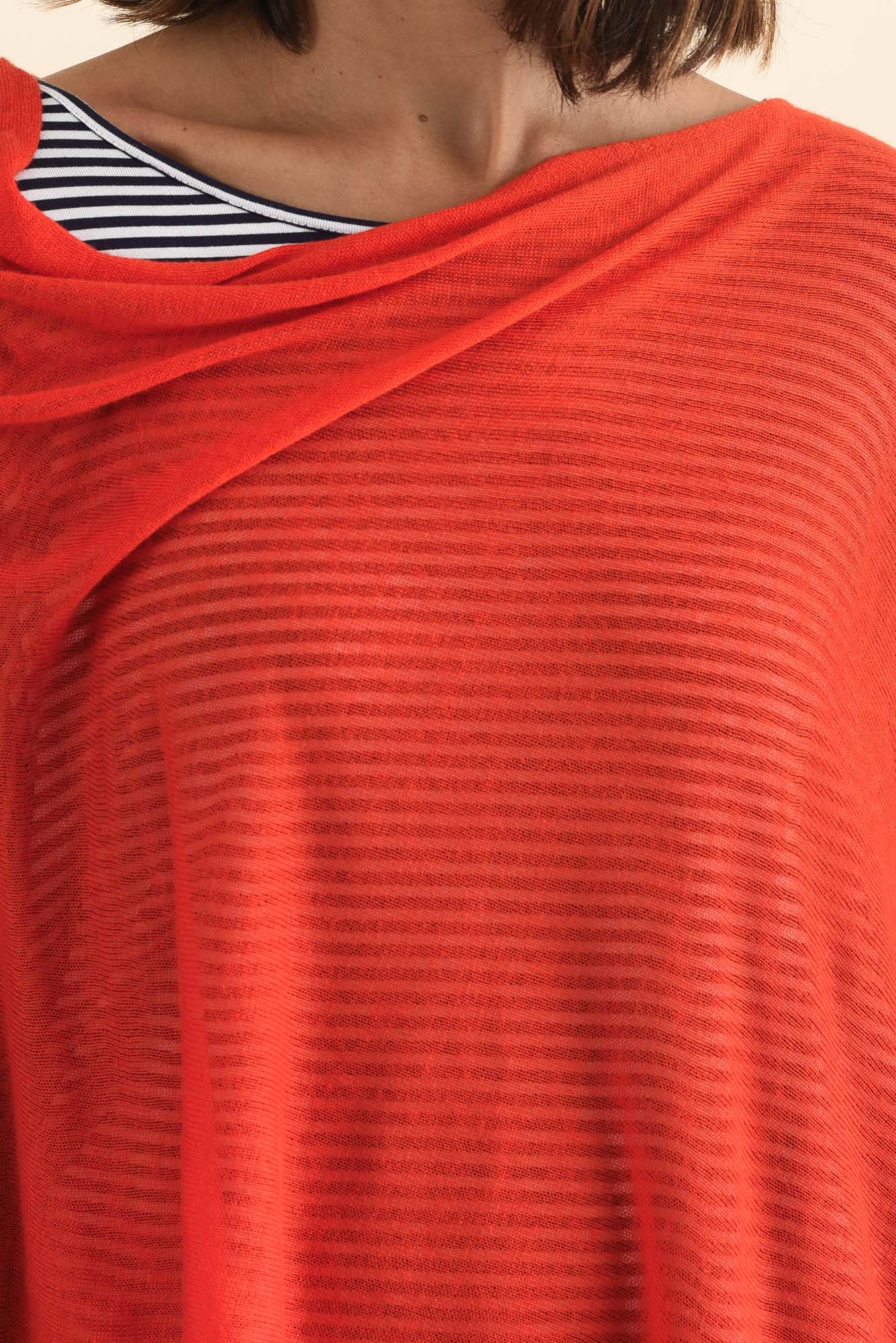 Carrie Red Cashmere Bamboo Poncho - Image 6