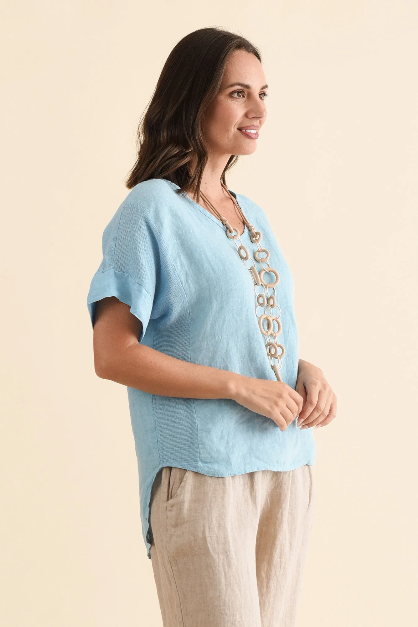 Casper Blue Linen Cotton Top - Image 3