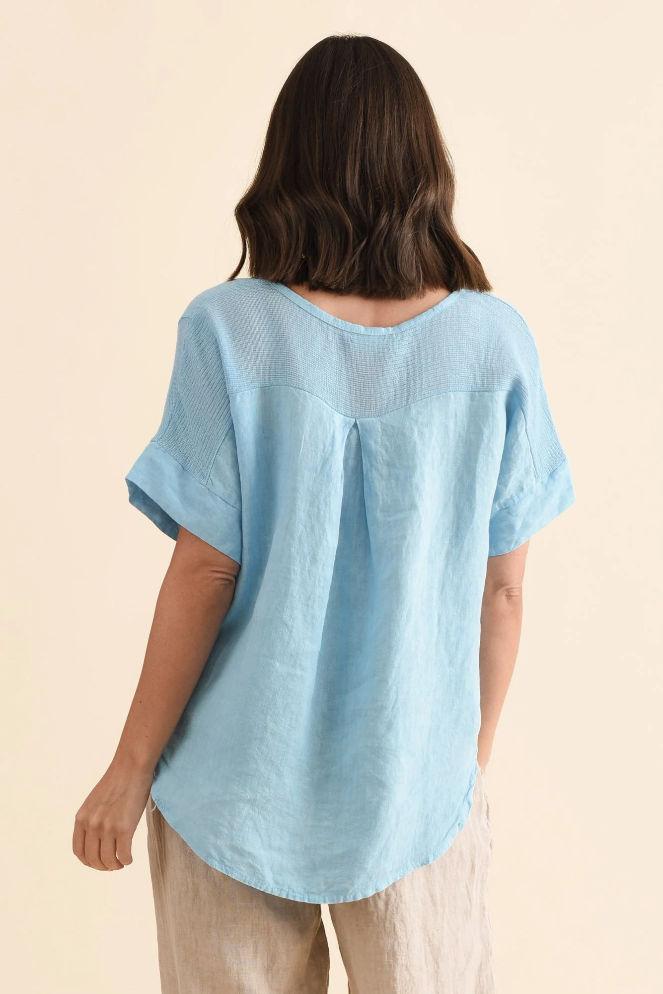 Casper Blue Linen Cotton Top - Image 4