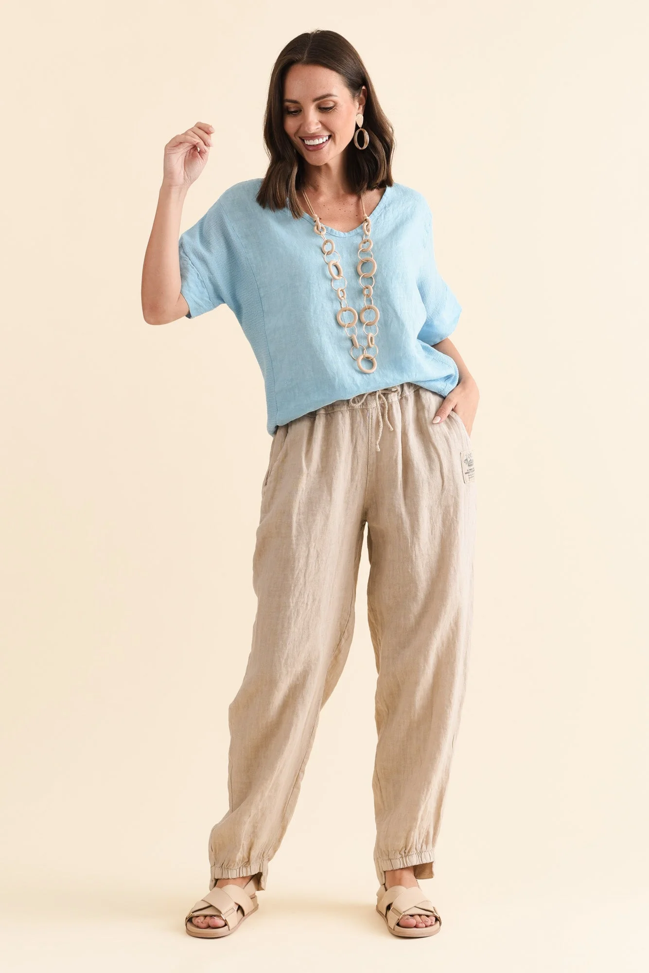 Casper Blue Linen Cotton Top - Image 6