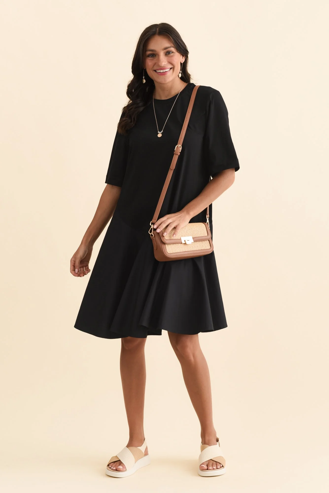 Cassidy Black Cotton Swing Dress
