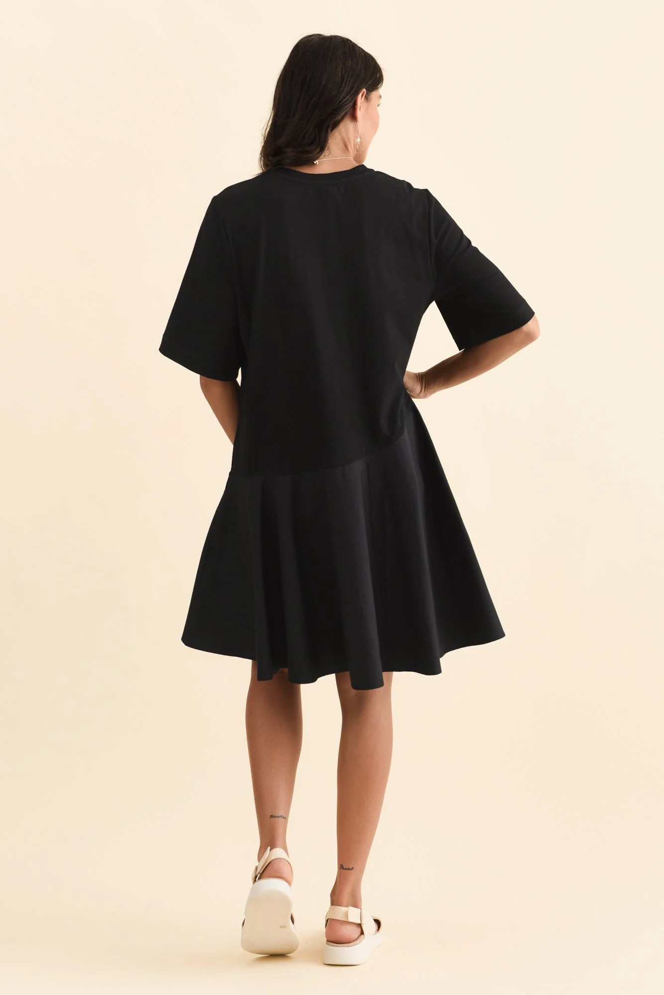 Cassidy Black Cotton Swing Dress - Image 4