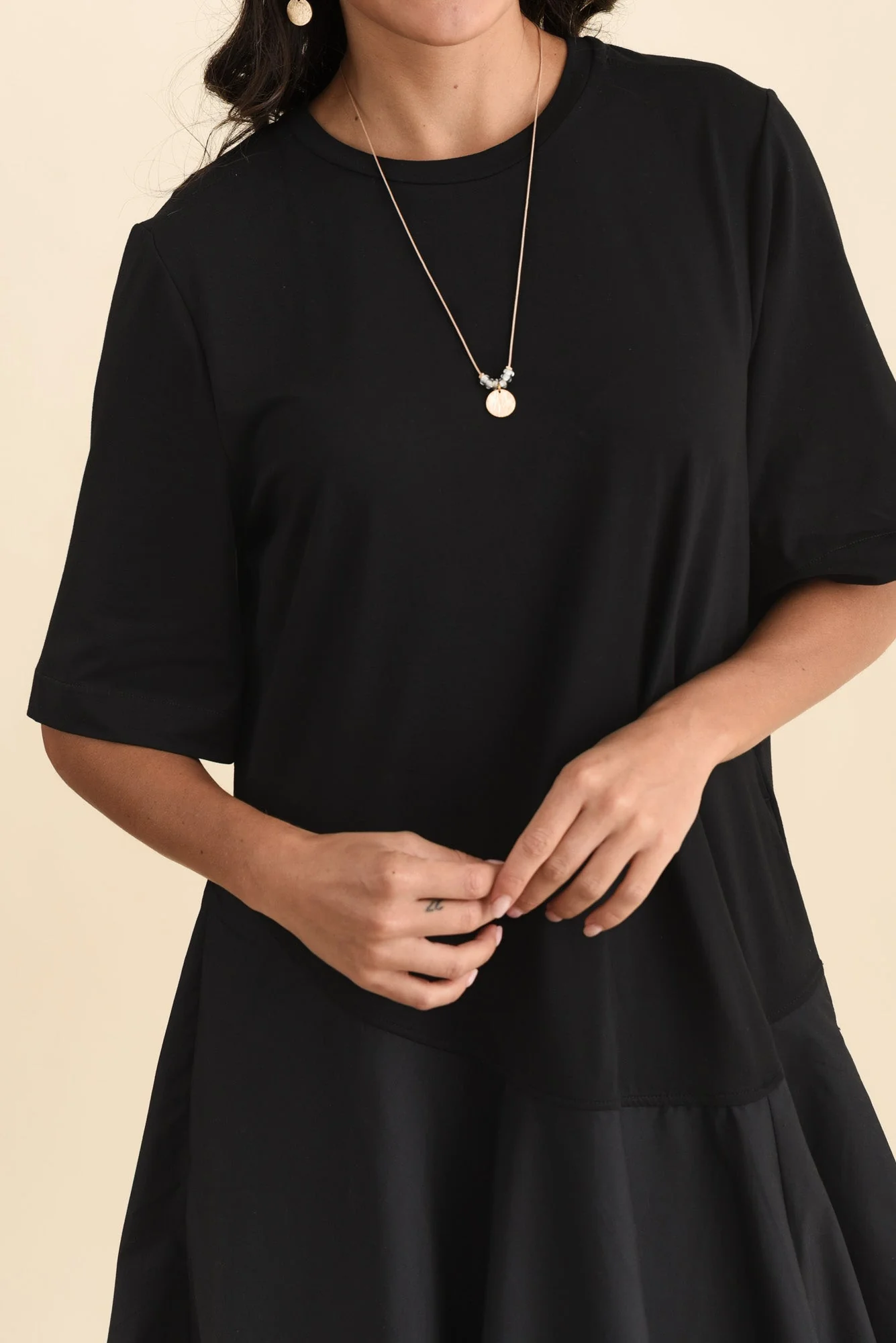 Cassidy Black Cotton Swing Dress - Image 5