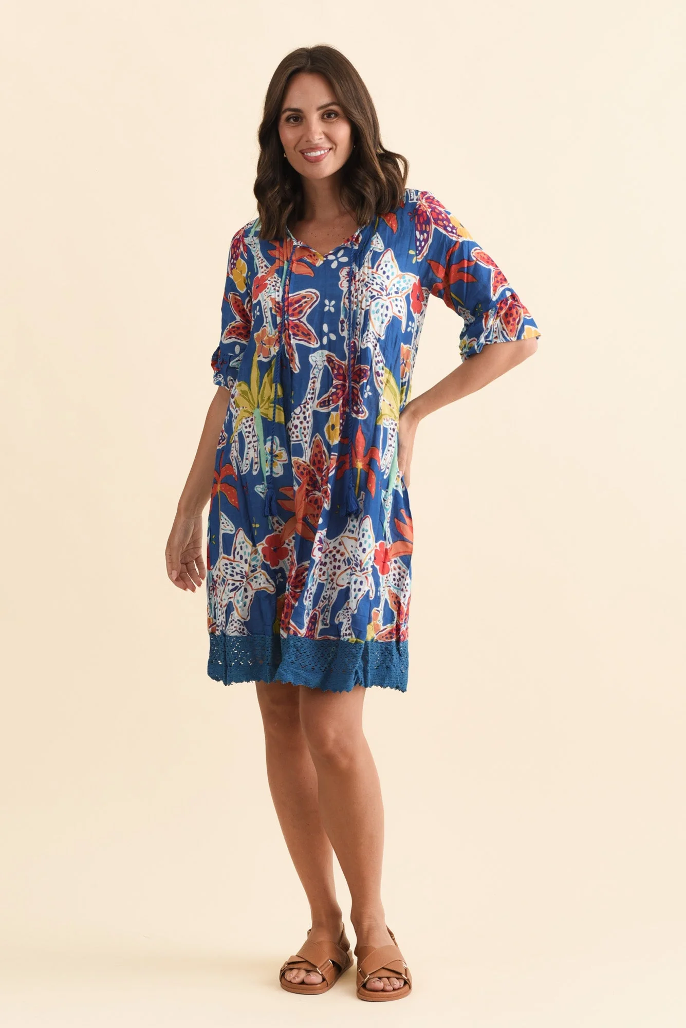 Cayman Blue Safari Cotton Tunic Dress