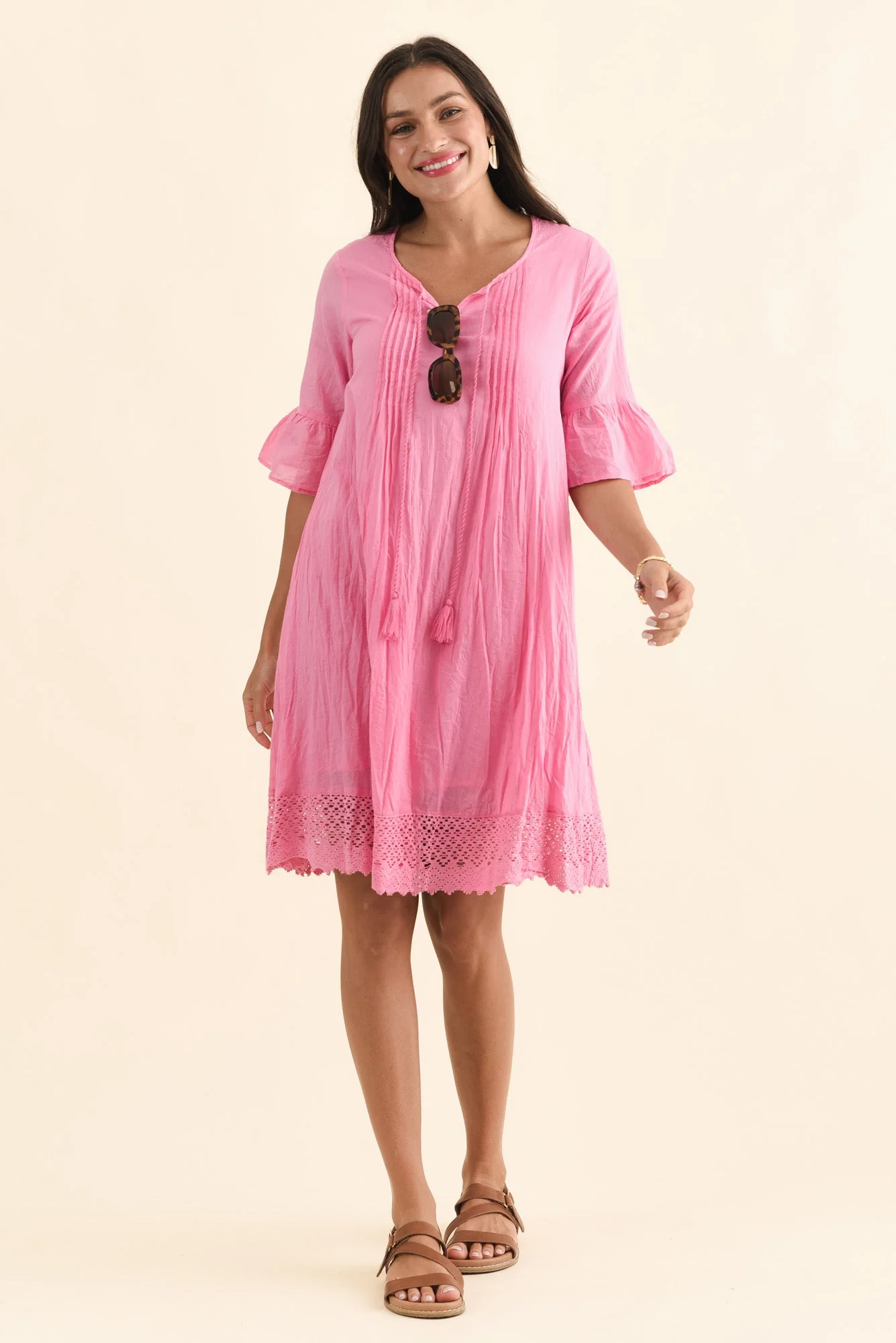 Cayman Bright Pink Cotton Tunic Dress