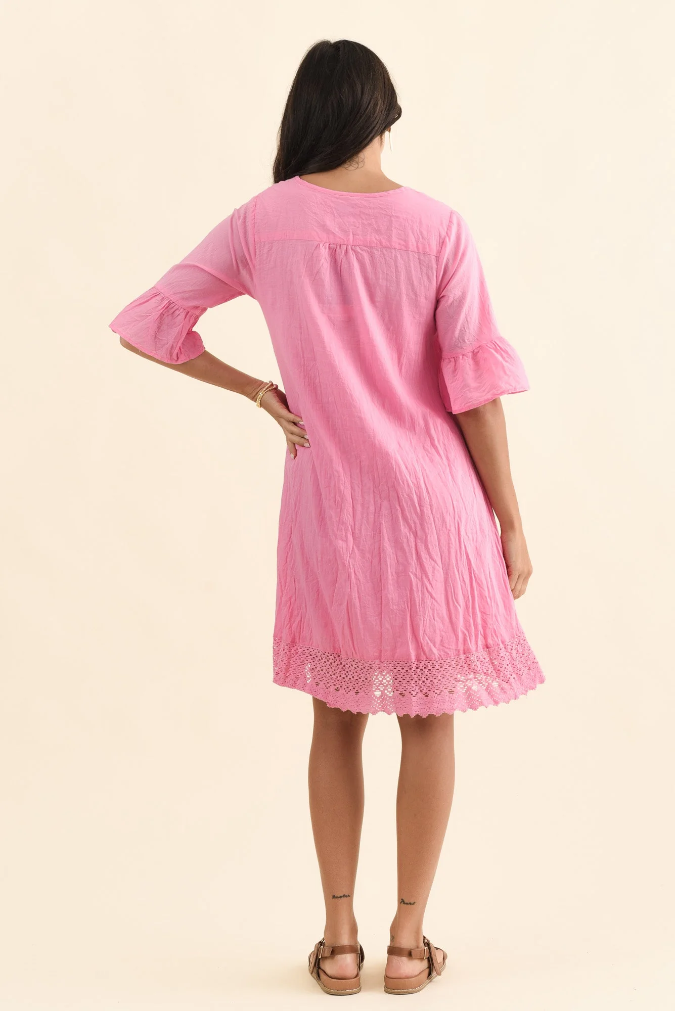 Cayman Bright Pink Cotton Tunic Dress - Image 4