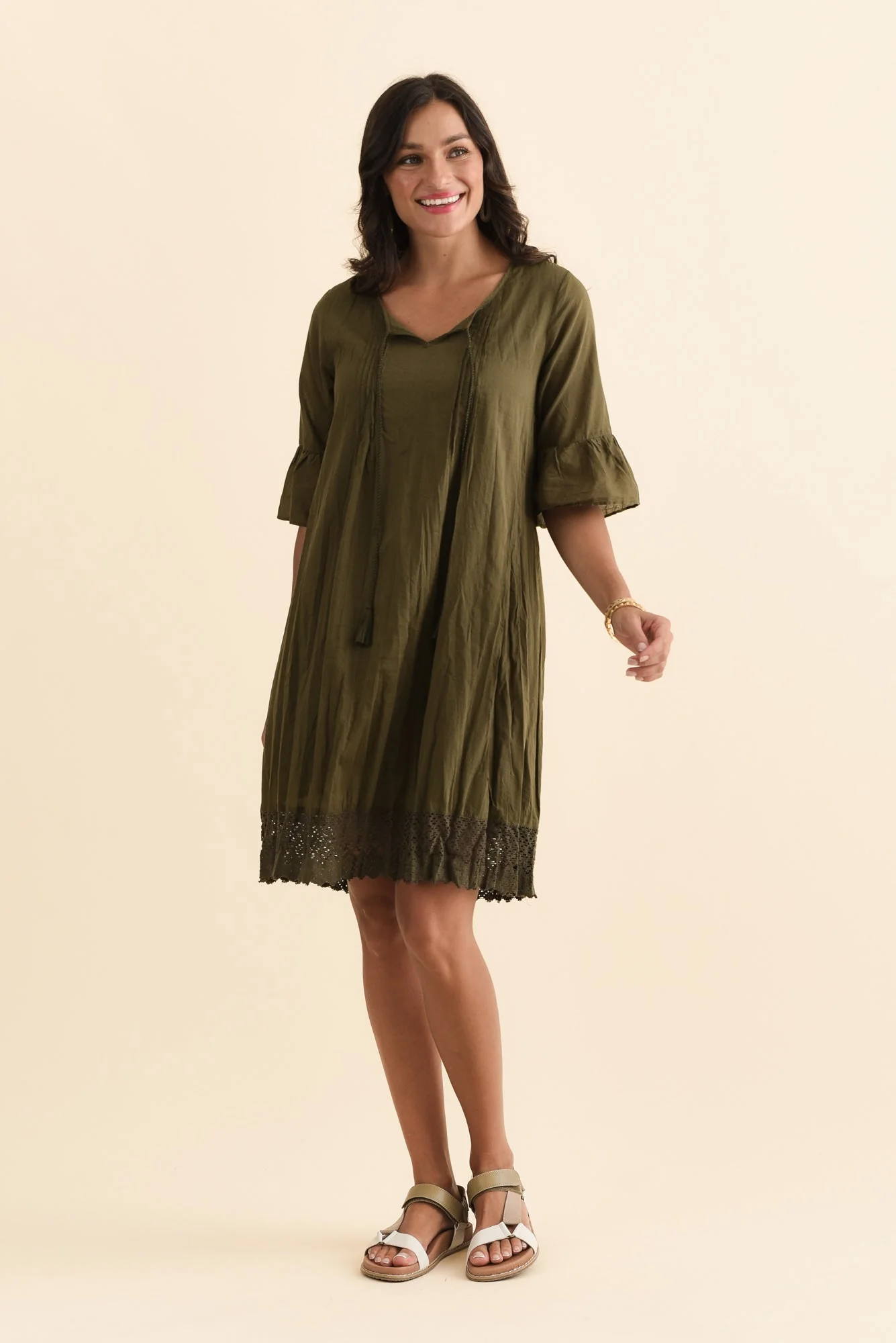 Cayman Khaki Cotton Tunic Dress