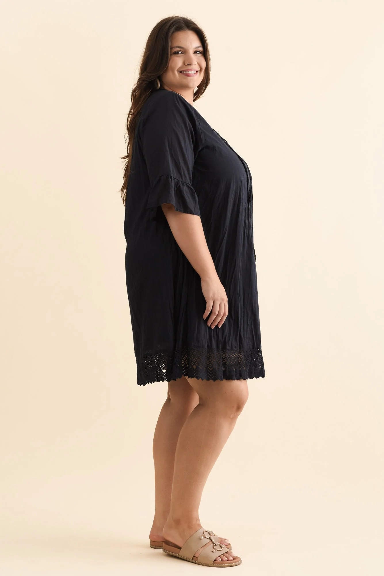 Cayman Navy Cotton Tunic Dress - Image 11