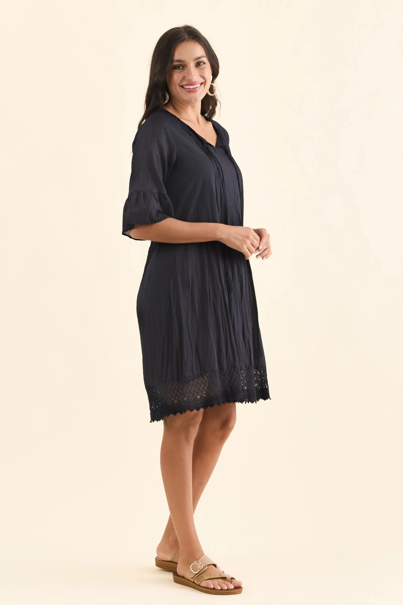 Cayman Navy Cotton Tunic Dress - Image 4