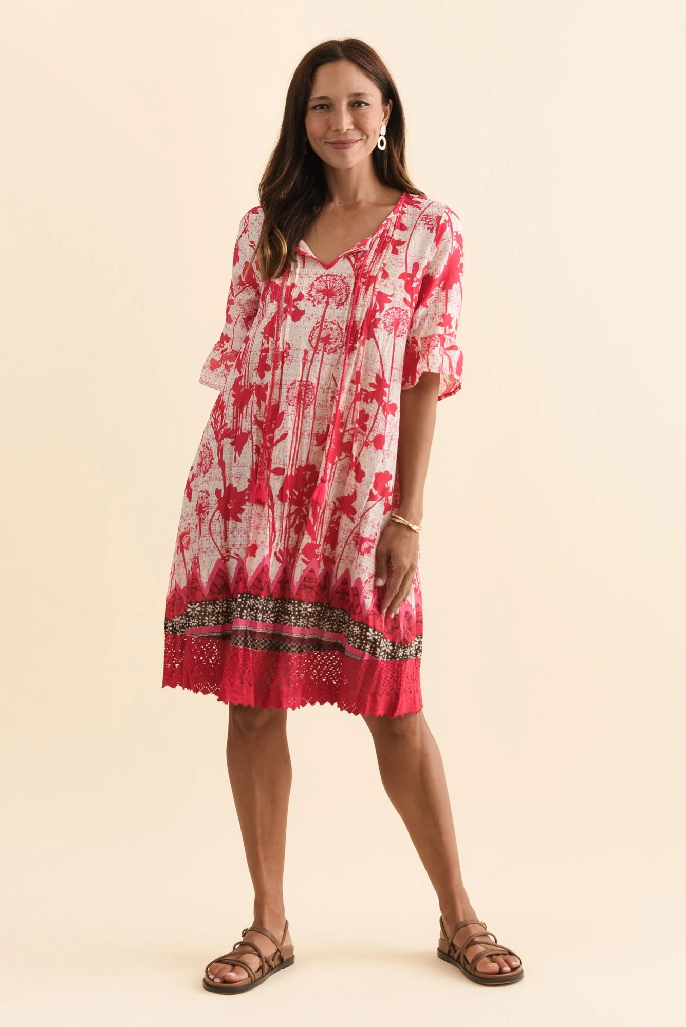 Cayman Pink Dandelion Cotton Tunic Dress