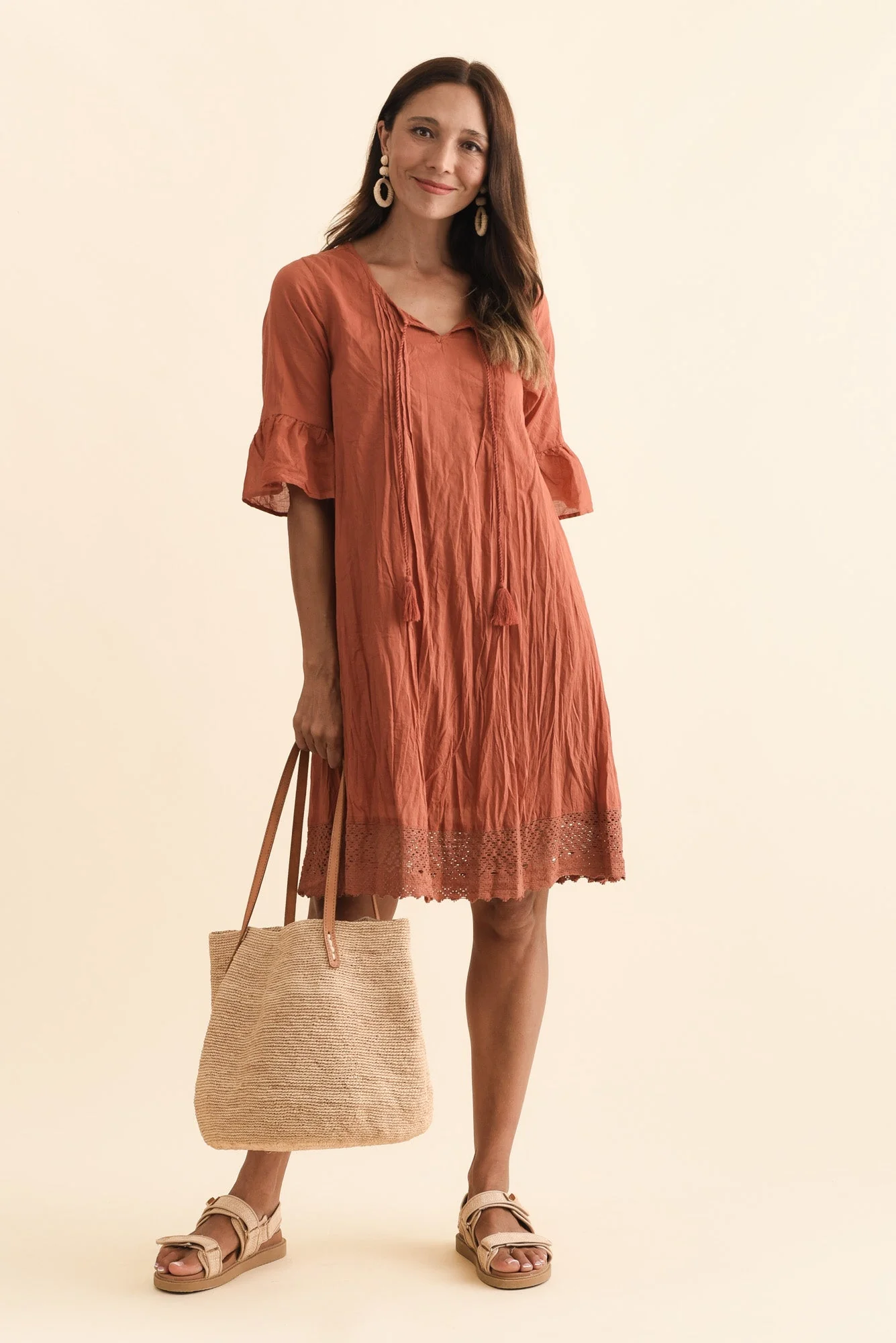 Cayman Rust Cotton Tunic Dress - Image 2