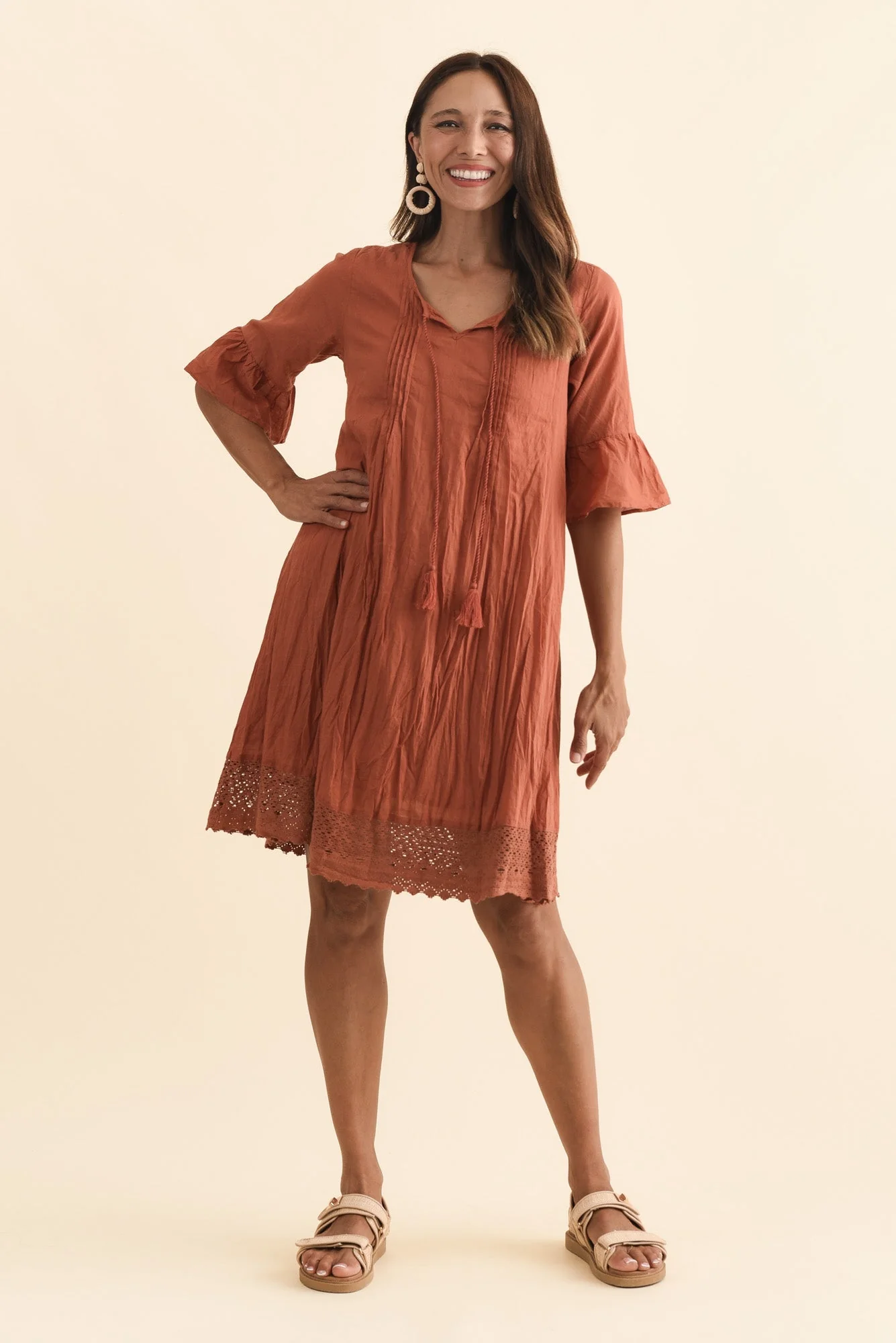 Cayman Rust Cotton Tunic Dress - Image 3