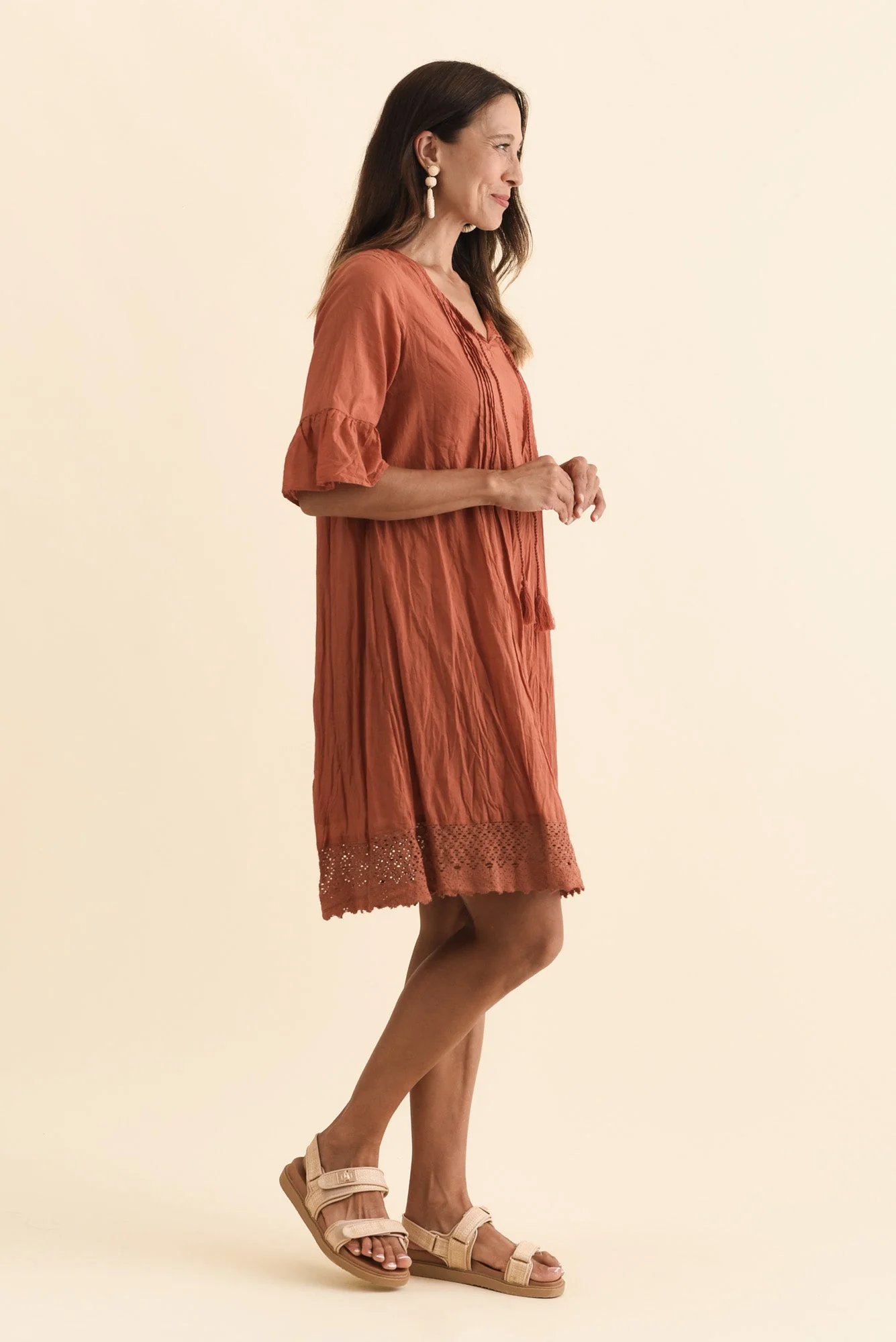 Cayman Rust Cotton Tunic Dress - Image 4