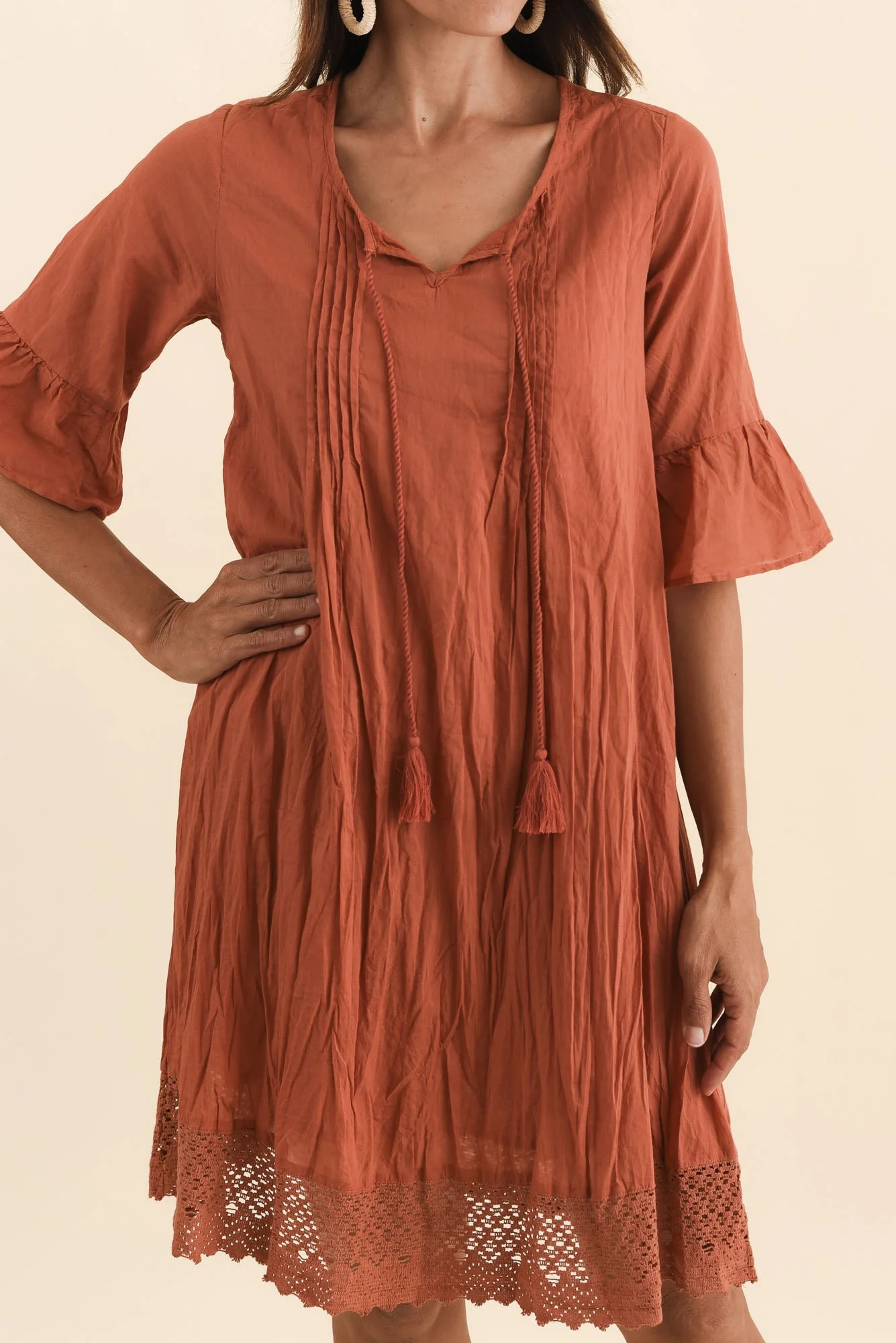 Cayman Rust Cotton Tunic Dress - Image 6