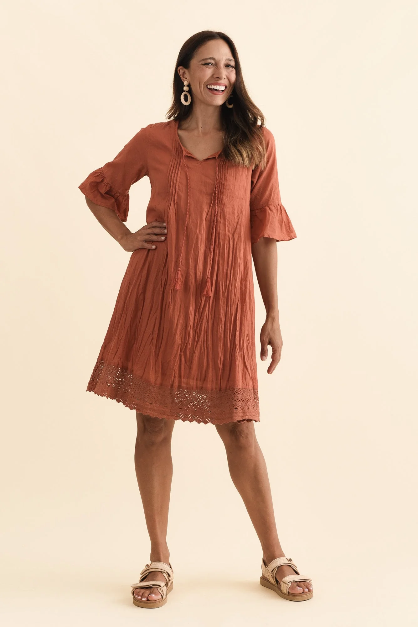 Cayman Rust Cotton Tunic Dress - Image 7