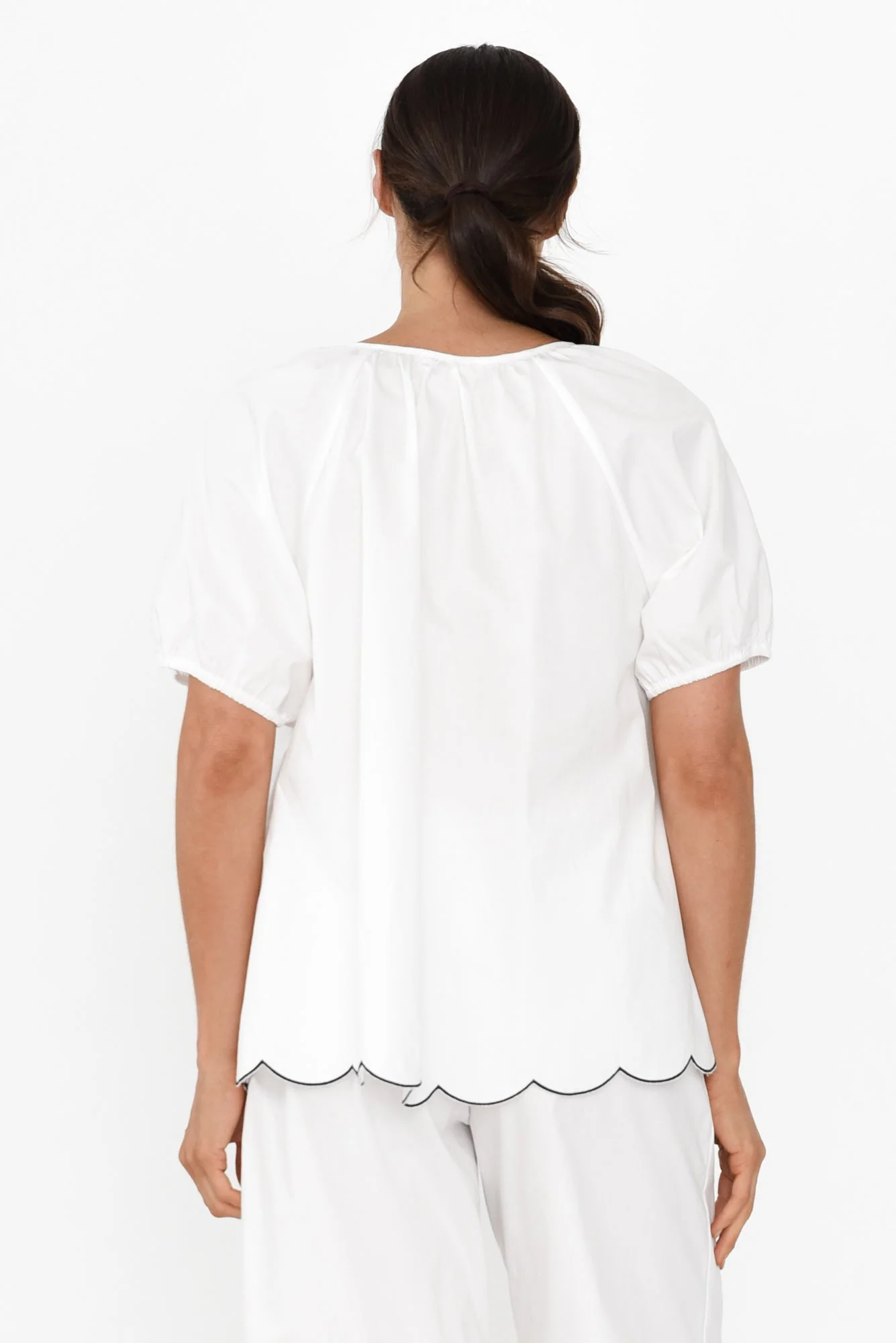 Celia White Cotton Pyjama Top - Image 4
