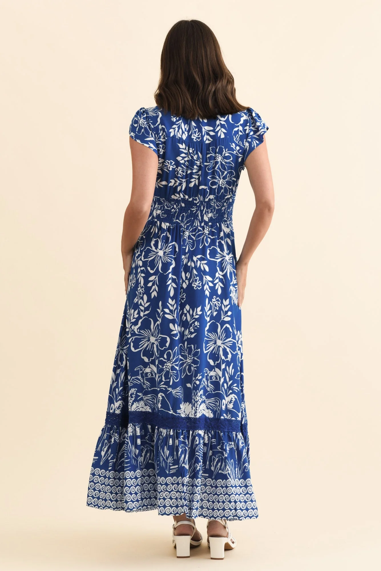 Chappelle Blue Floral Button Dress - Image 4