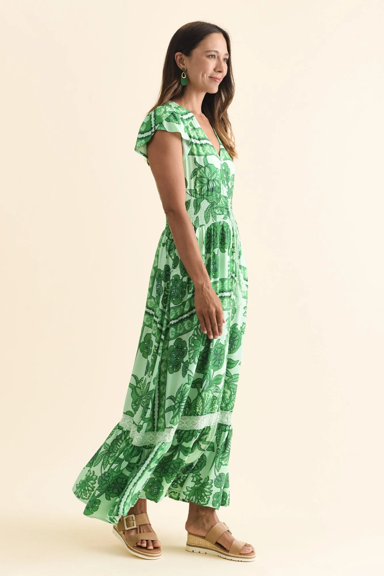 Chappelle Green Garden Button Dress - Image 3