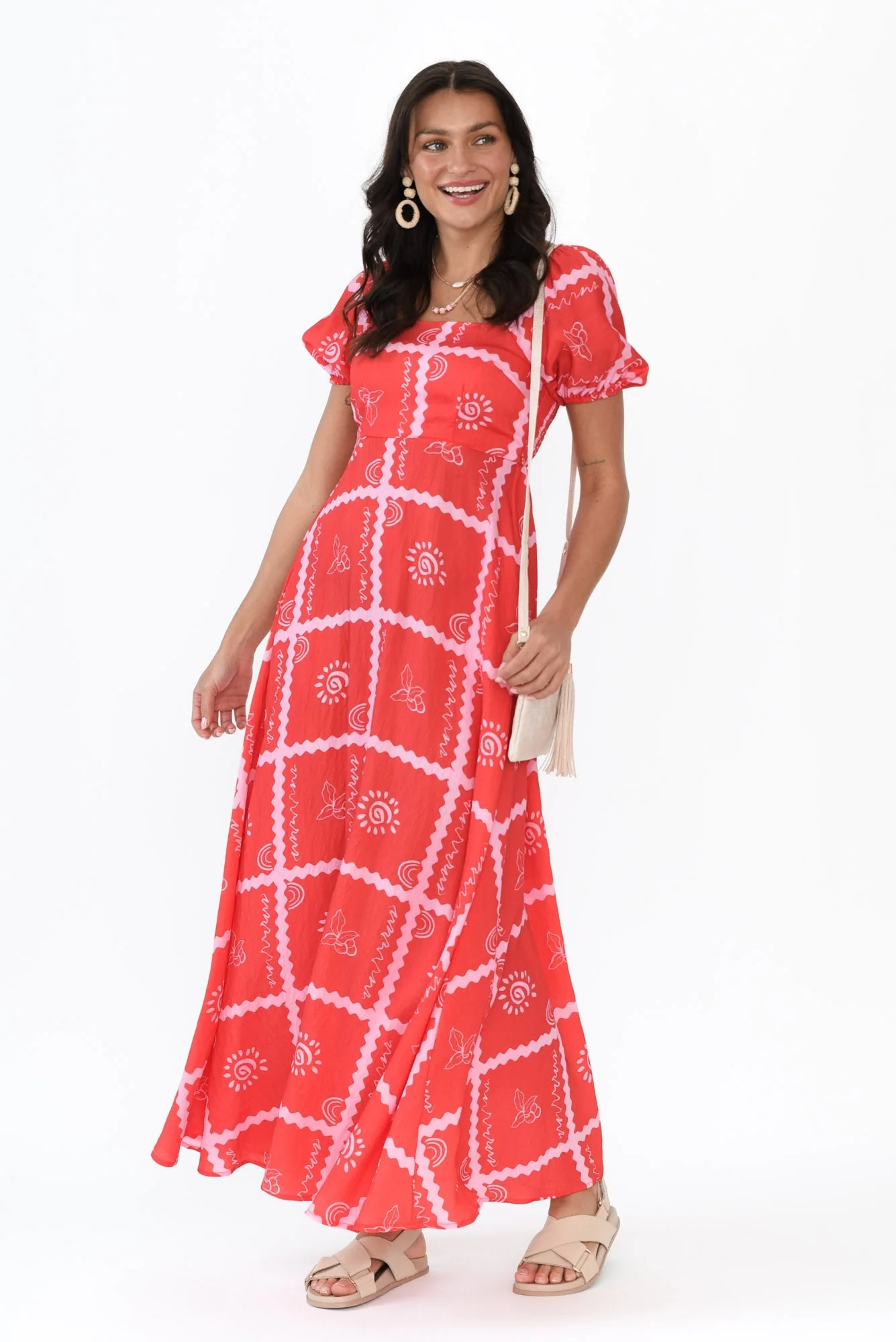 Charlotte Red Tile Maxi Dress
