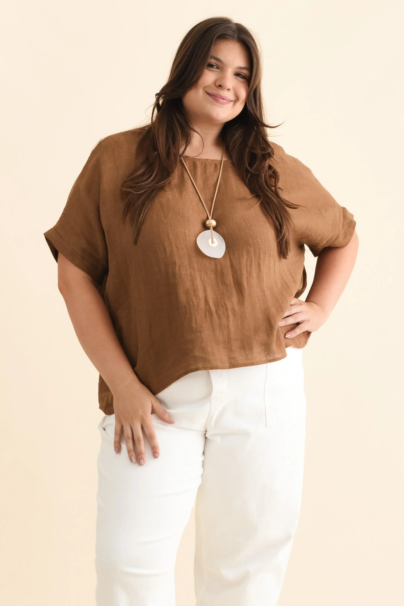 Chaya Mocha Linen Top - Image 12