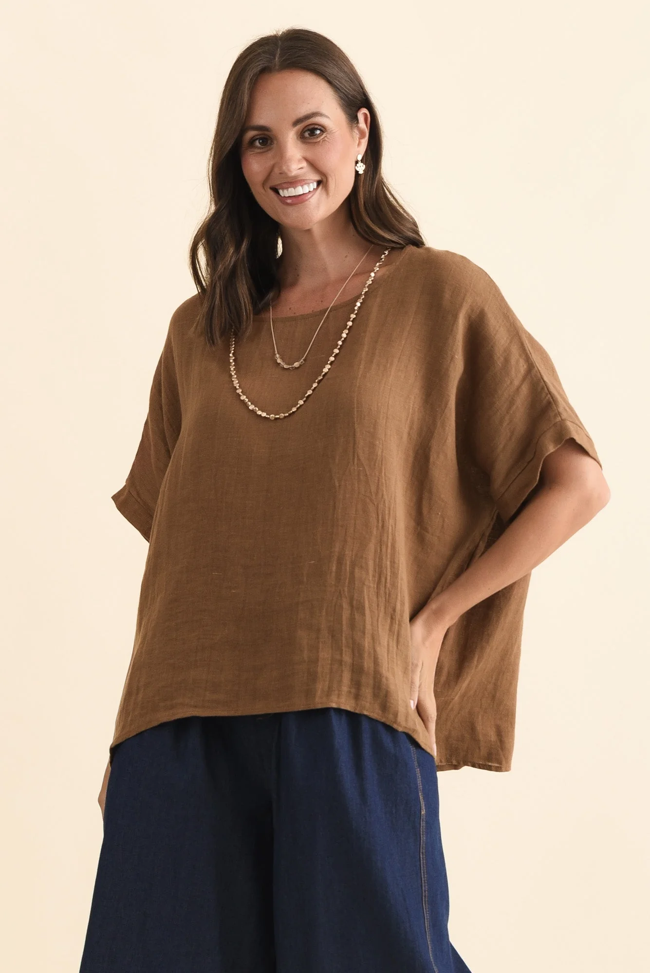 Chaya Mocha Linen Top - Image 2