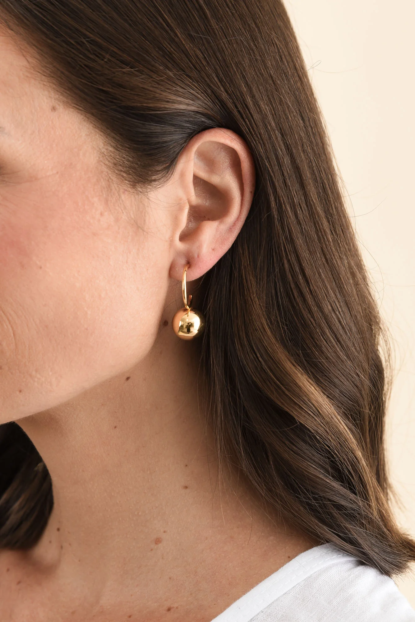 Chelsea Gold Ball Drop Earrings - Image 2