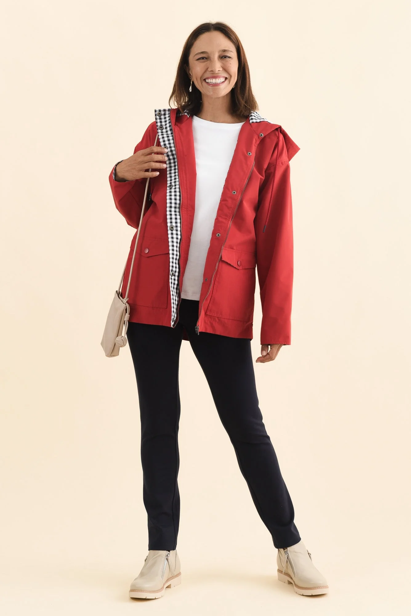 Chelsea Red Hooded Raincoat - Image 2