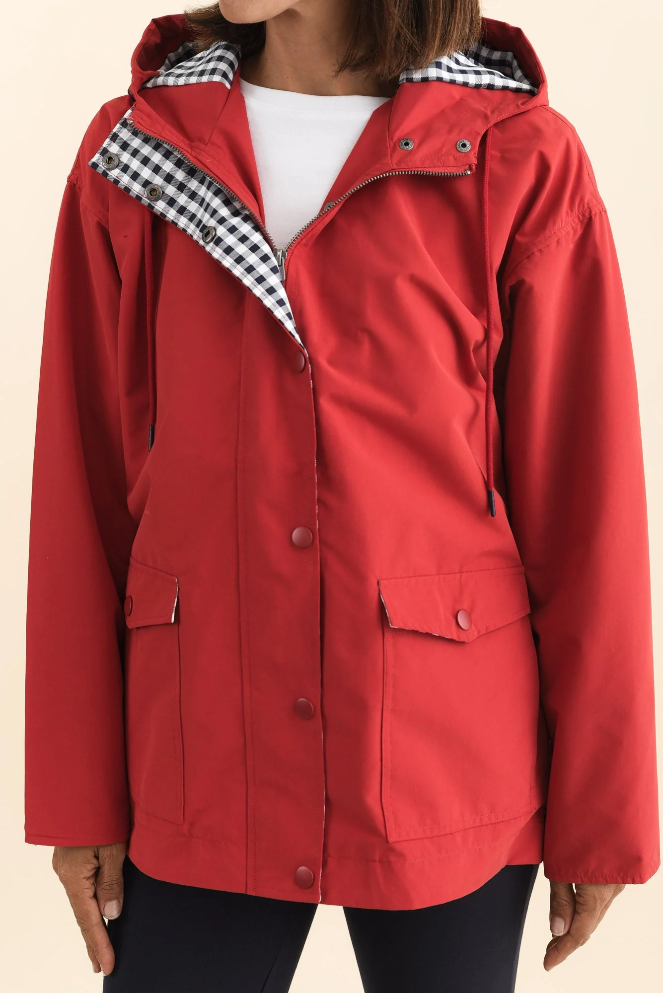 Chelsea Red Hooded Raincoat - Image 5