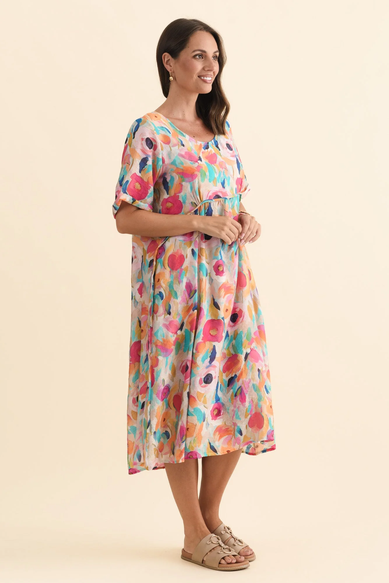 Christie Pink Floral Pocket Dress - Image 3