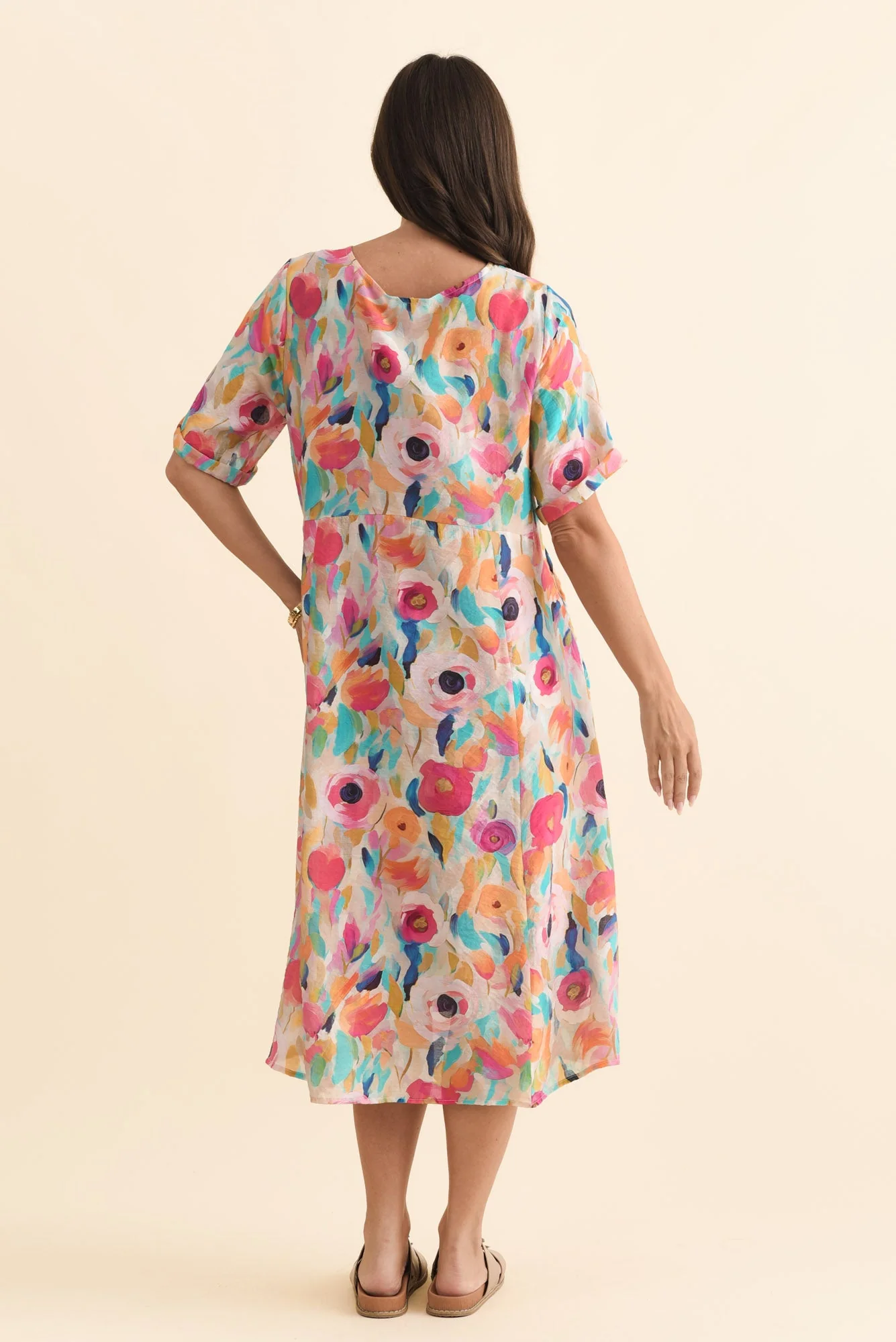 Christie Pink Floral Pocket Dress - Image 4