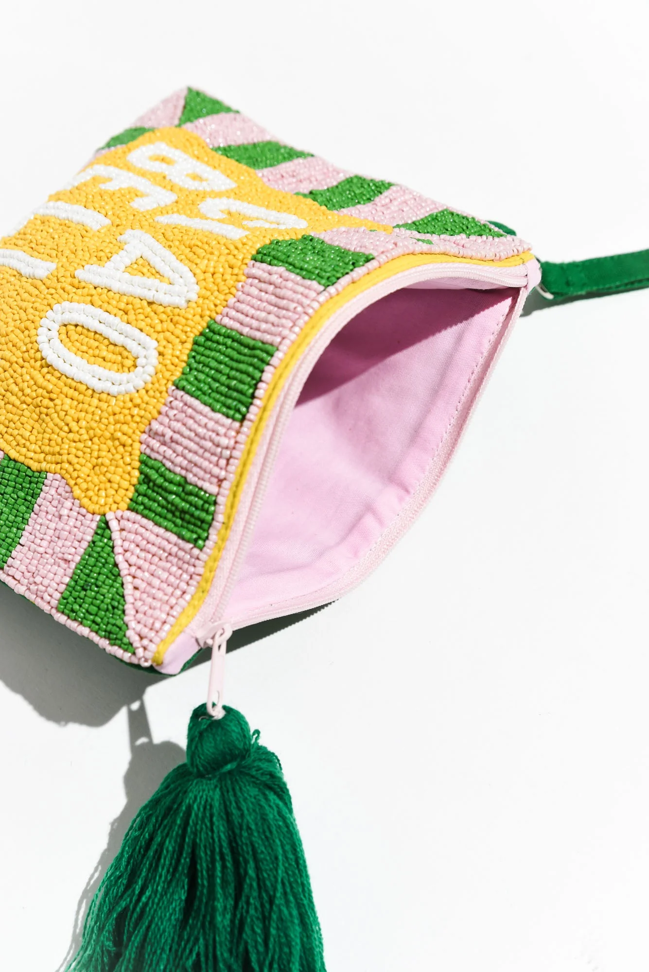 Ciao Green Stripe Beaded Clutch - Image 2