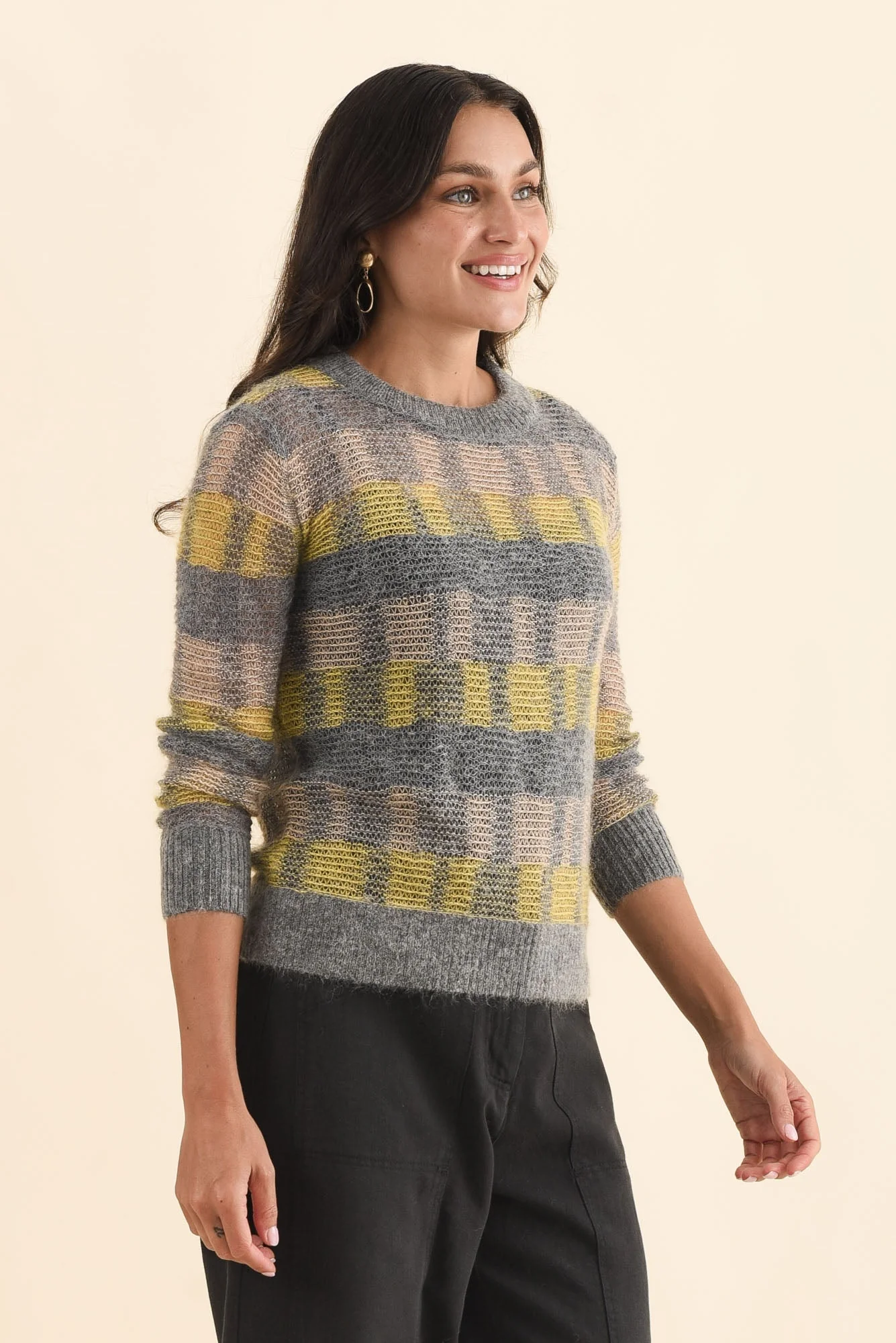 Ciara Camel Stripe Mohair Wool Knit Jumper - Image 3